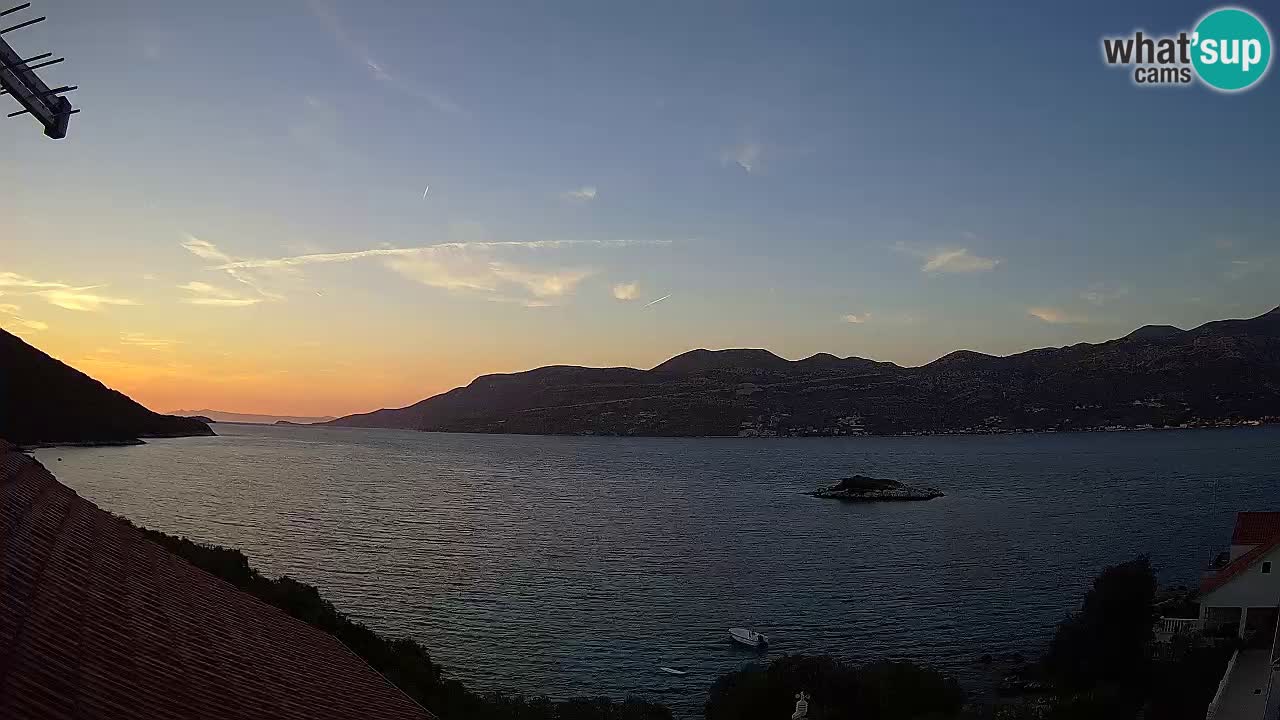 Korčula live webcam – Tri Žala panorama verso Pelješac