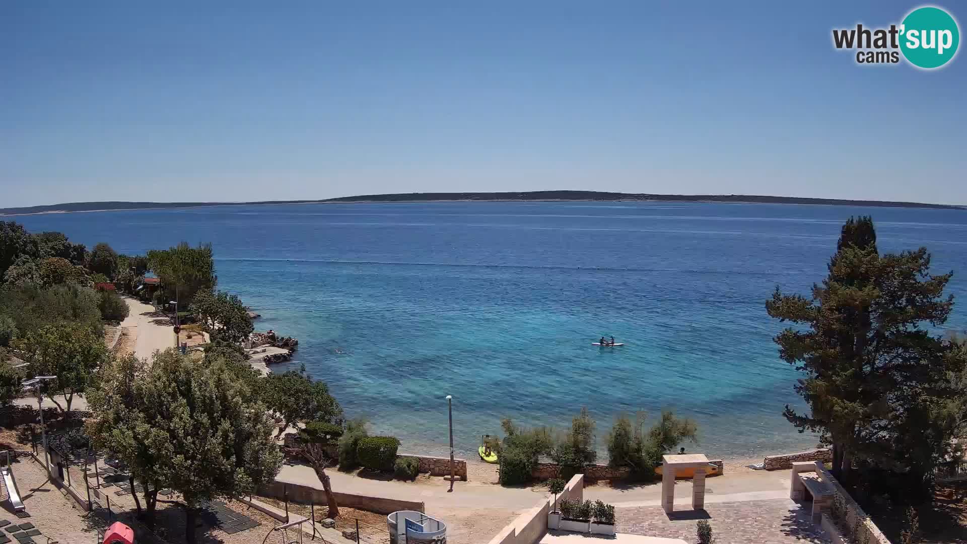 Web kamera Plaža Male Mandre – Pogled uživo s otoka Paga