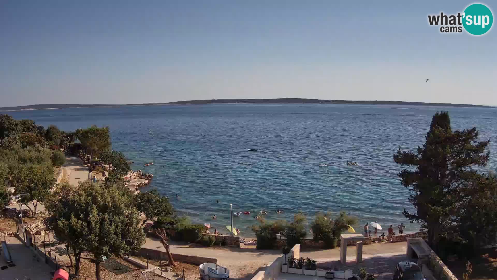 Spletna kamera Plaža Male Mandre – Pogled v živo z otoka Pag