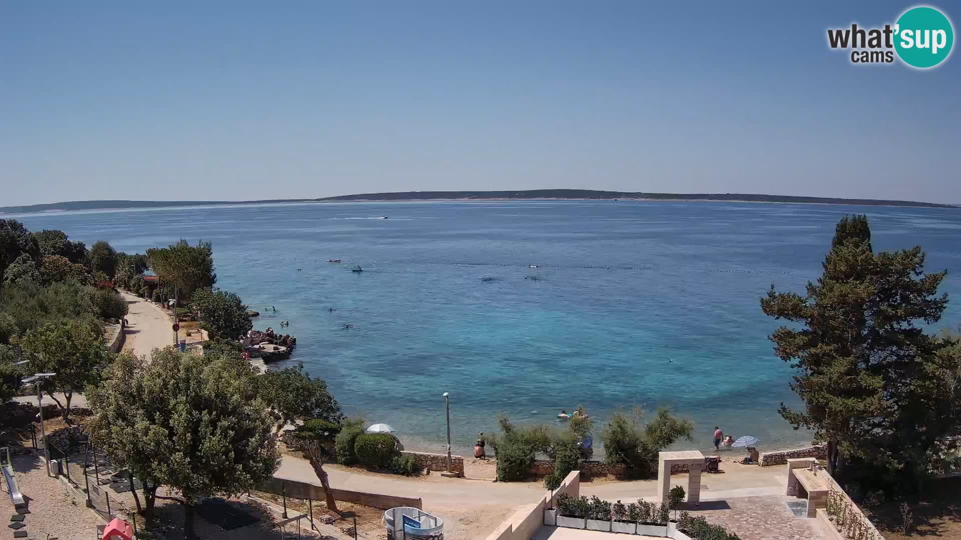 Spletna kamera Plaža Male Mandre – Pogled v živo z otoka Pag