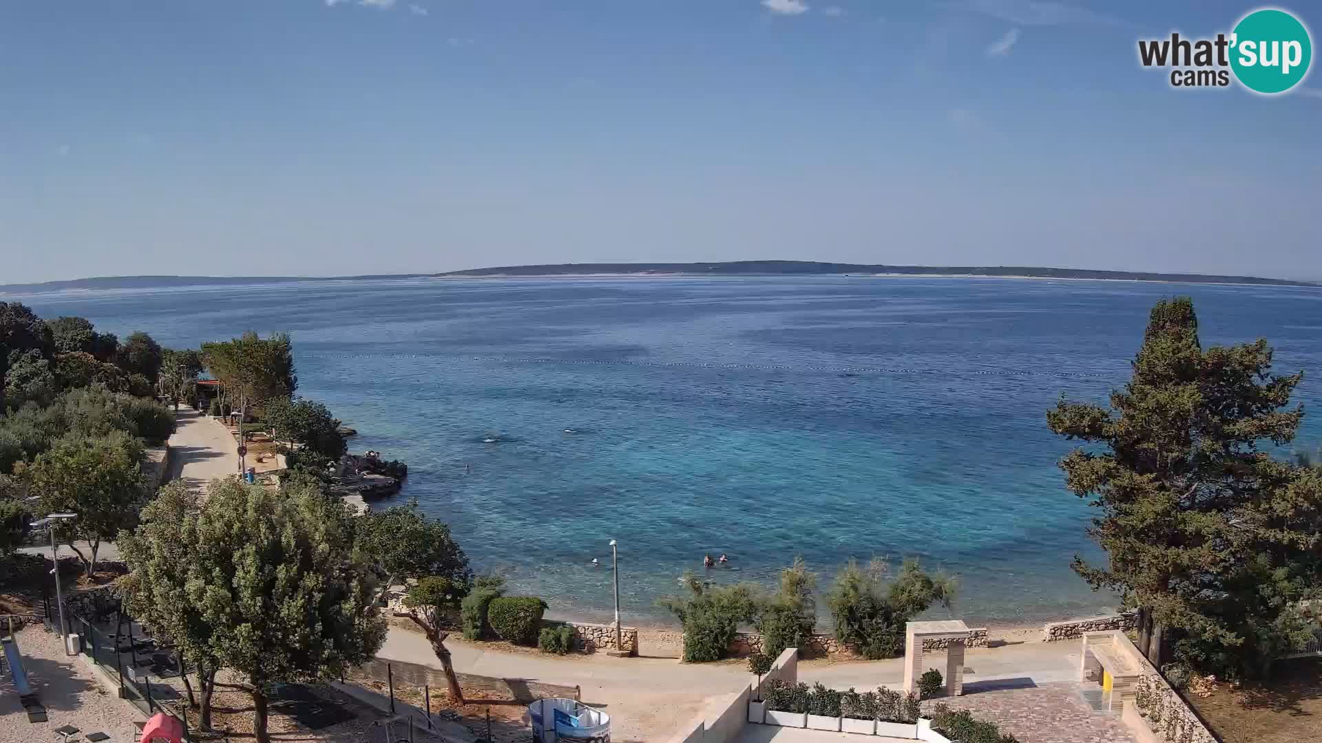Web kamera Plaža Male Mandre – Pogled uživo s otoka Paga