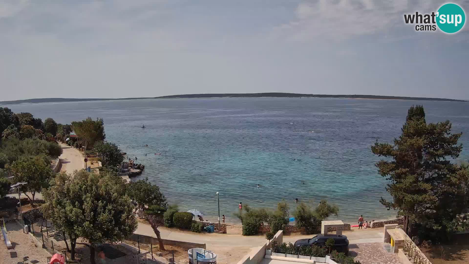 Spletna kamera Plaža Male Mandre – Pogled v živo z otoka Pag
