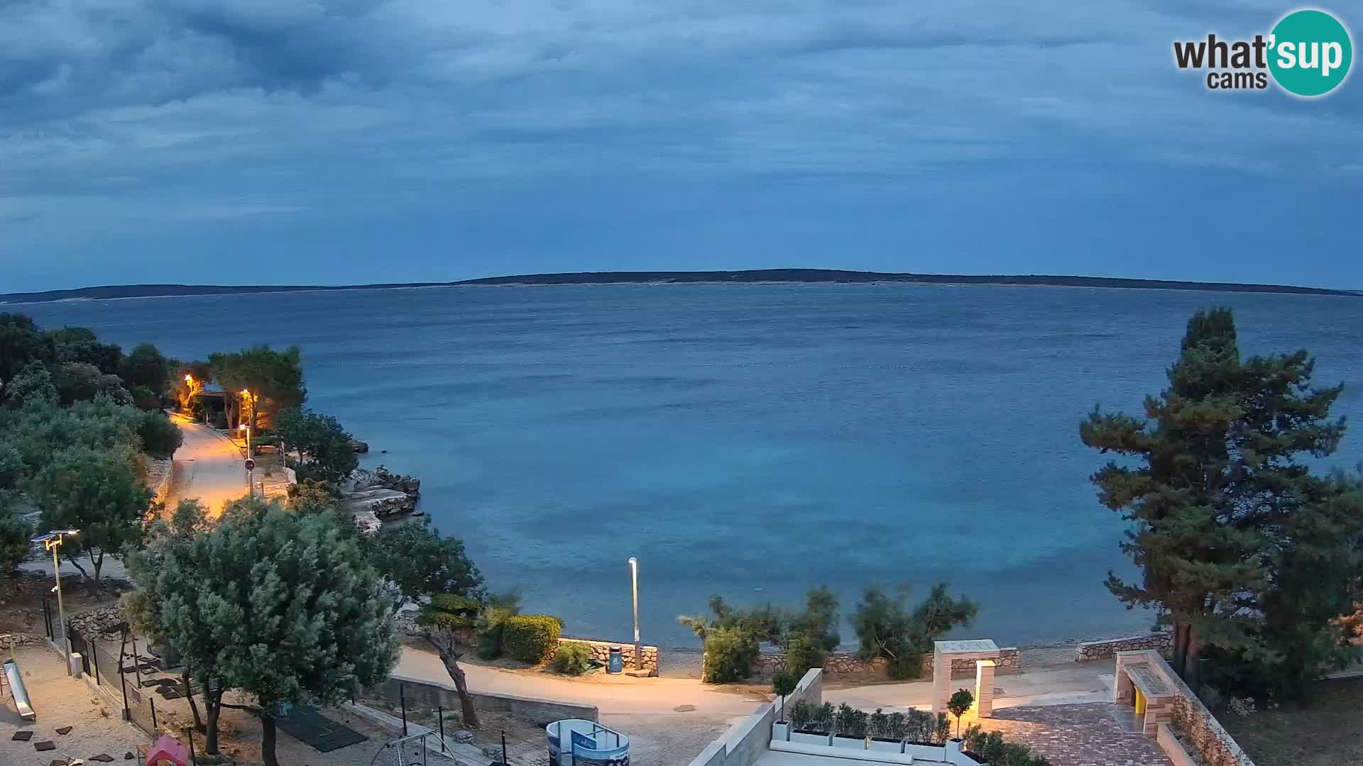 Webcam Plage Male Mandre – Vue en direct depuis l’île de Pag