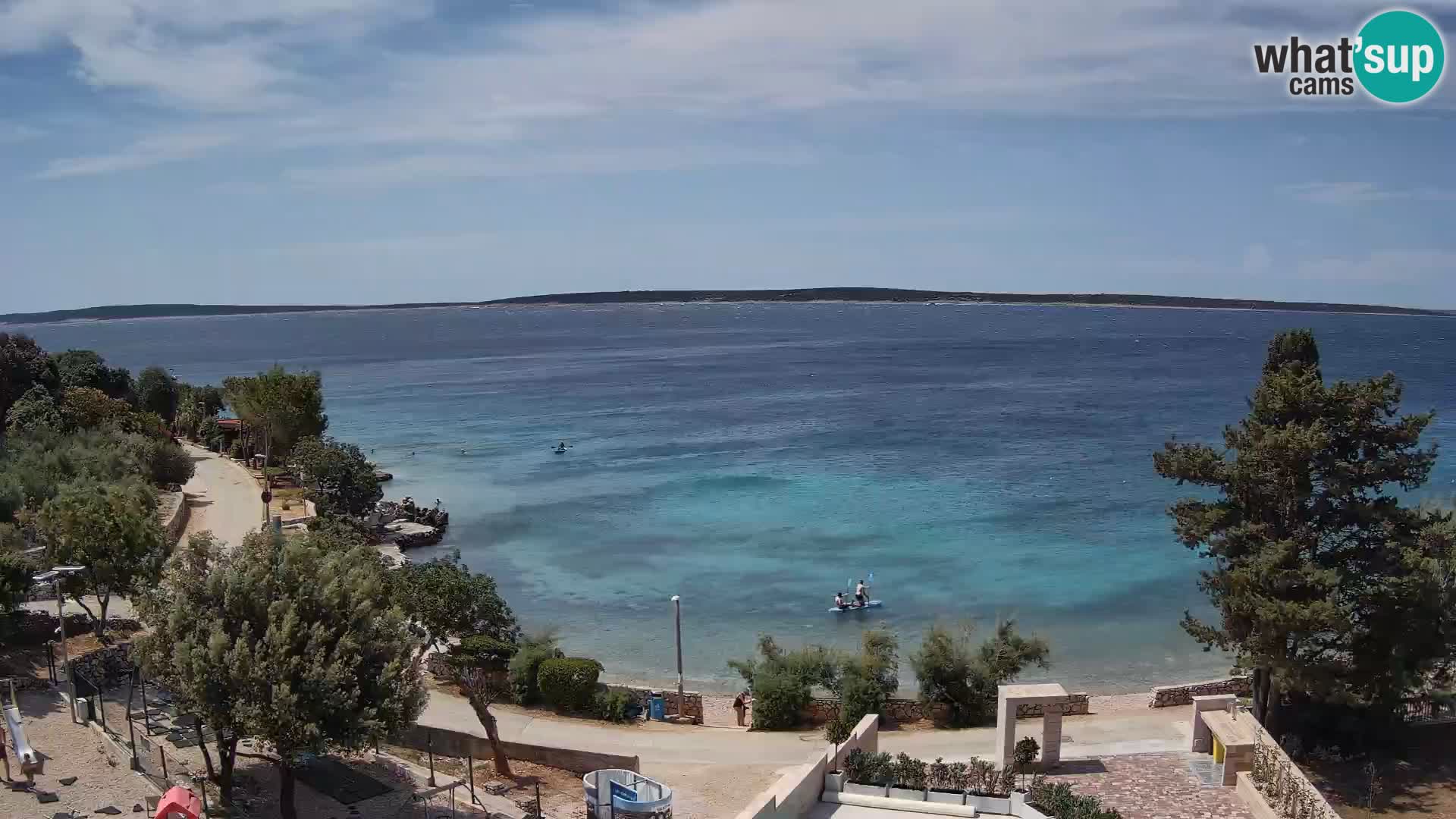 Spletna kamera Plaža Male Mandre – Pogled v živo z otoka Pag