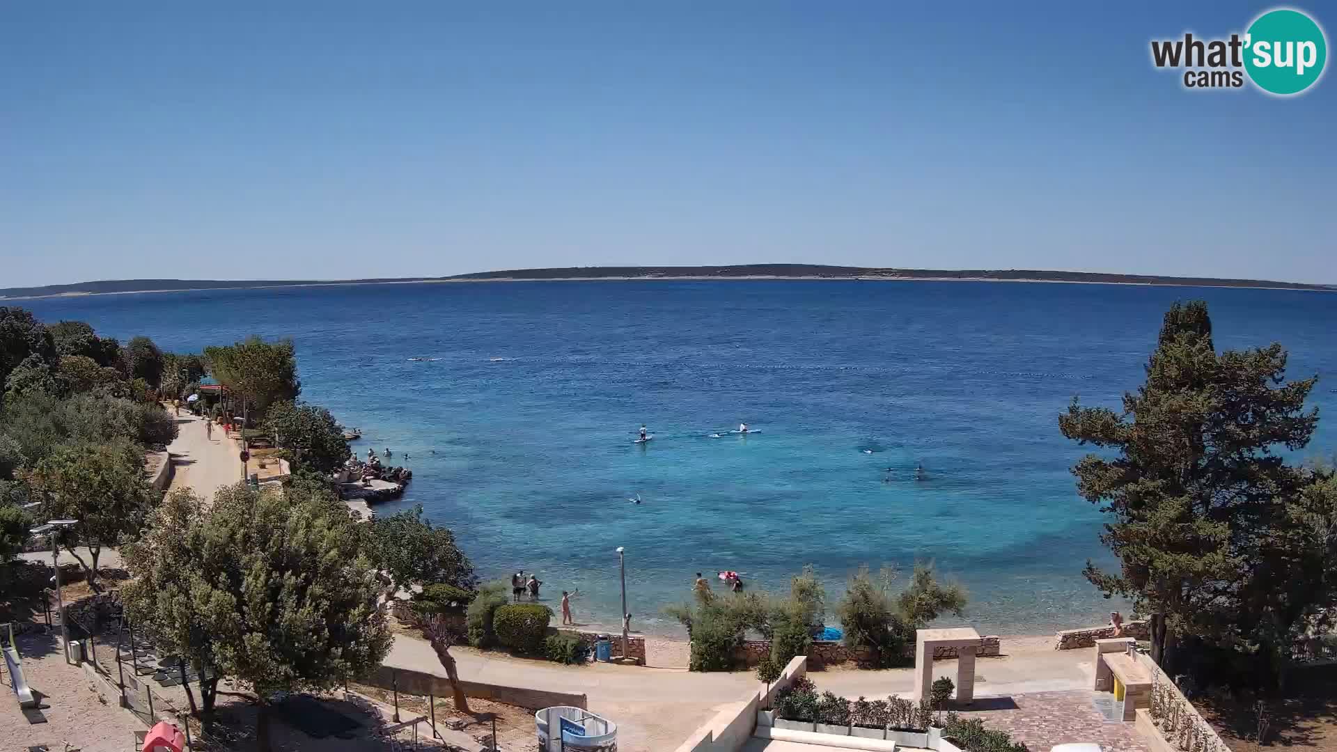 Spletna kamera Plaža Male Mandre – Pogled v živo z otoka Pag