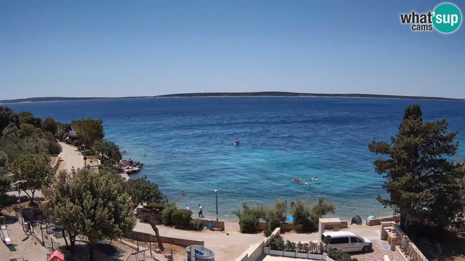 Spletna kamera Plaža Male Mandre – Pogled v živo z otoka Pag