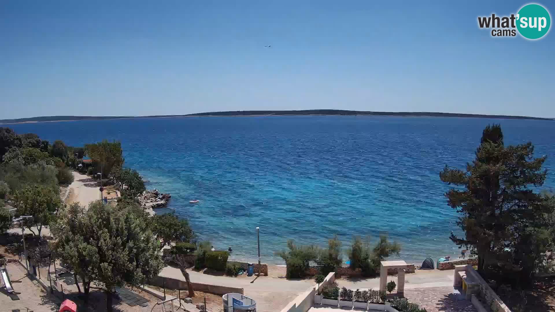 Web kamera Plaža Male Mandre – Pogled uživo s otoka Paga