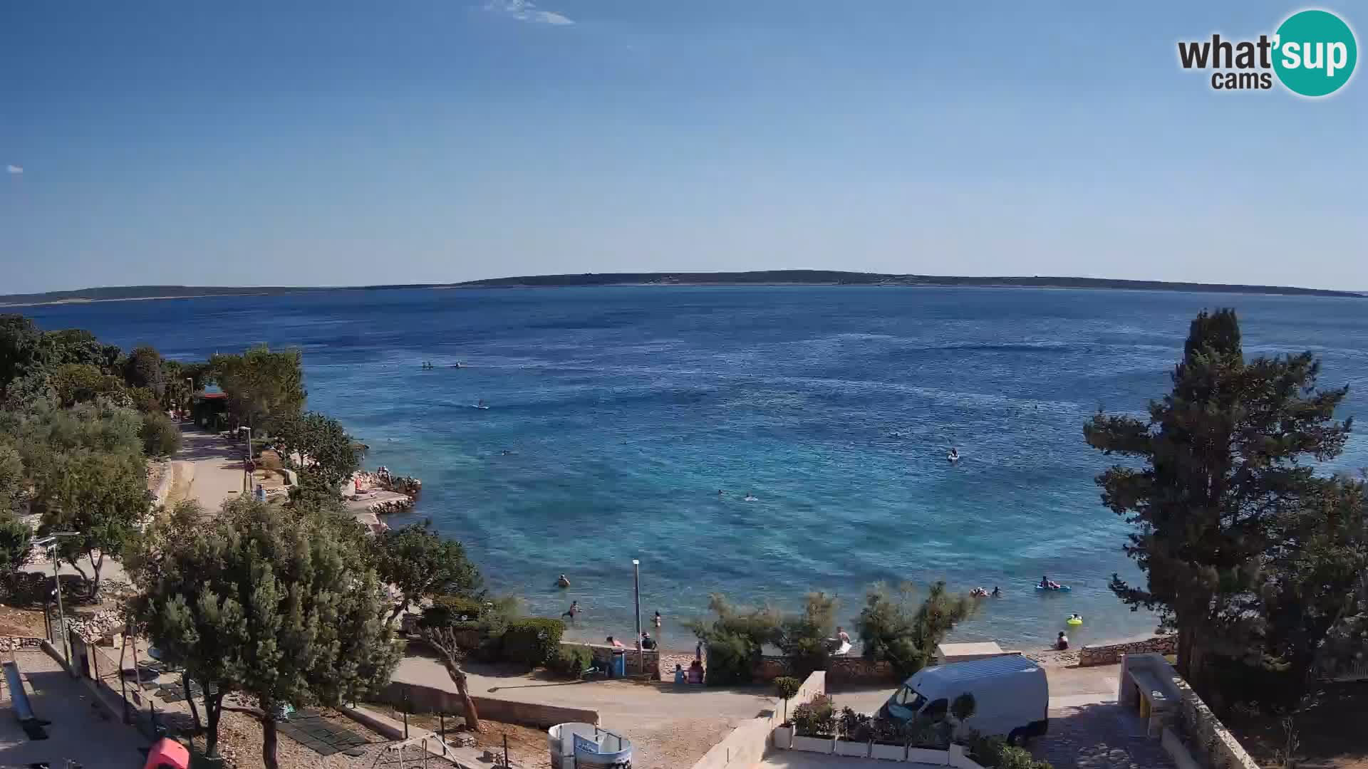 Spletna kamera Plaža Male Mandre – Pogled v živo z otoka Pag