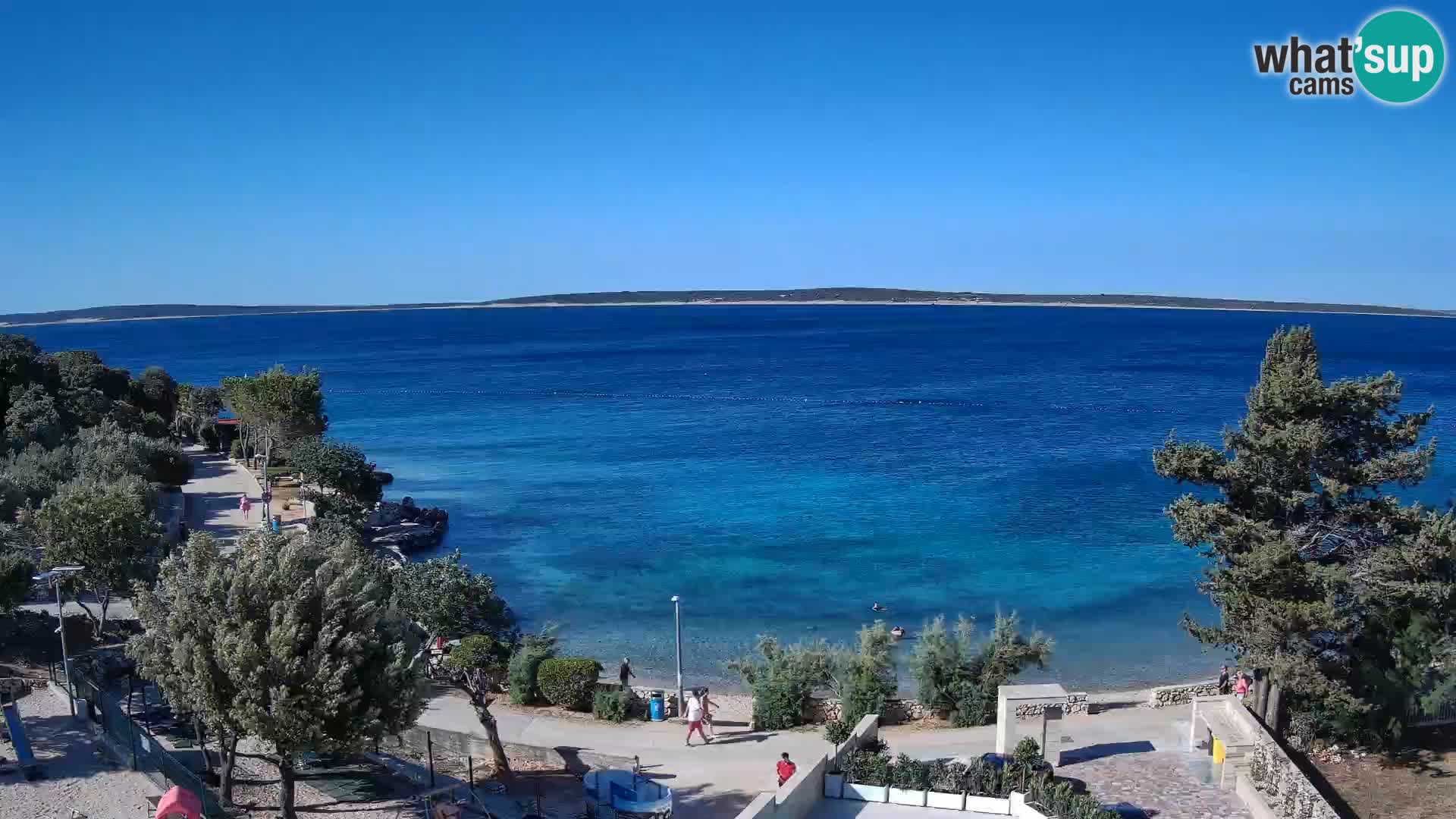 Spletna kamera Plaža Male Mandre – Pogled v živo z otoka Pag