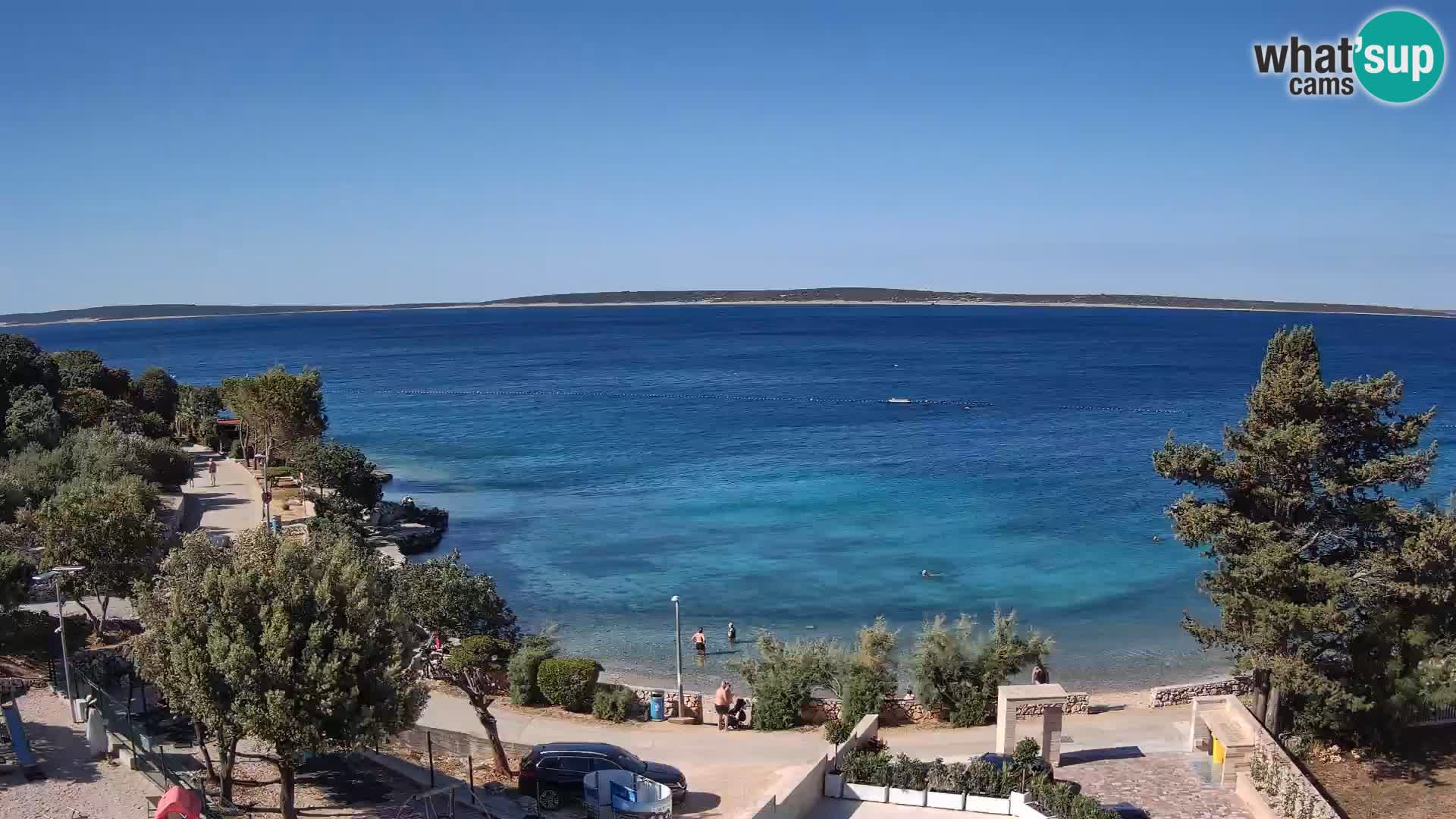 Web kamera Plaža Male Mandre – Pogled uživo s otoka Paga