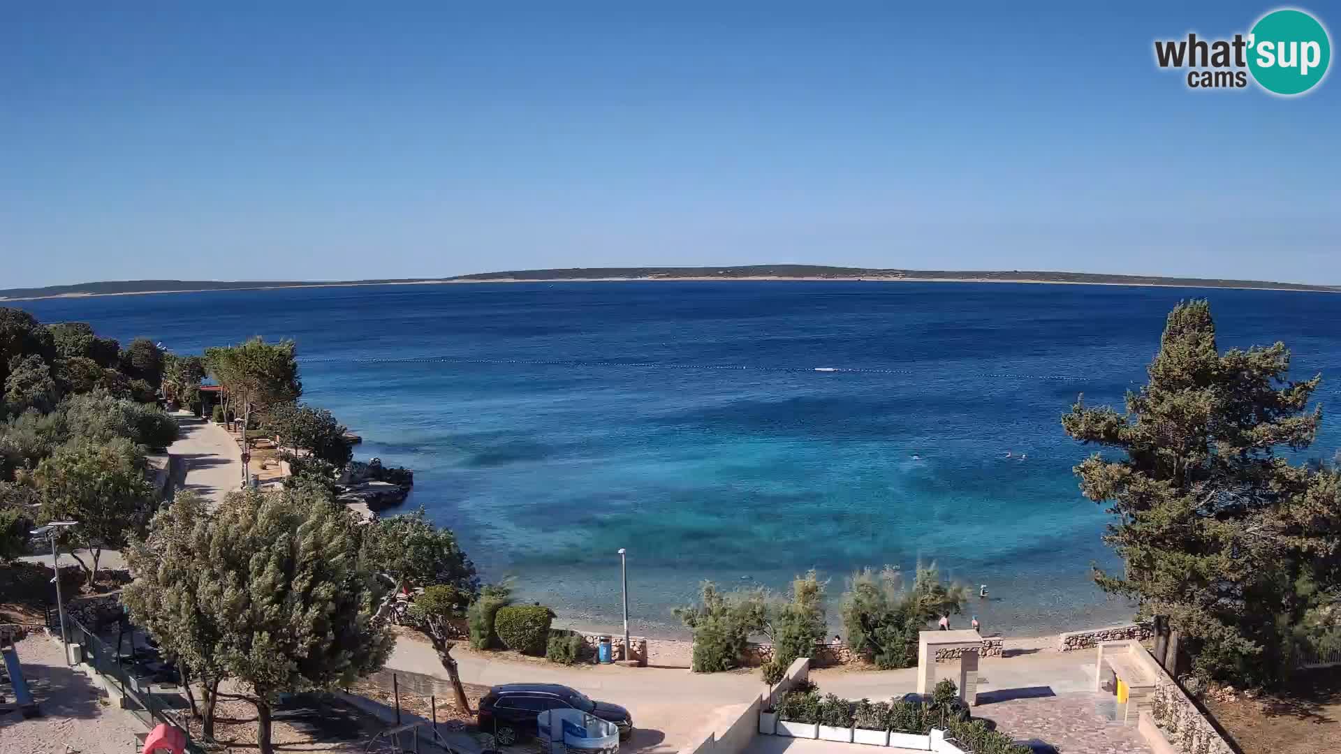 Web kamera Plaža Male Mandre – Pogled uživo s otoka Paga