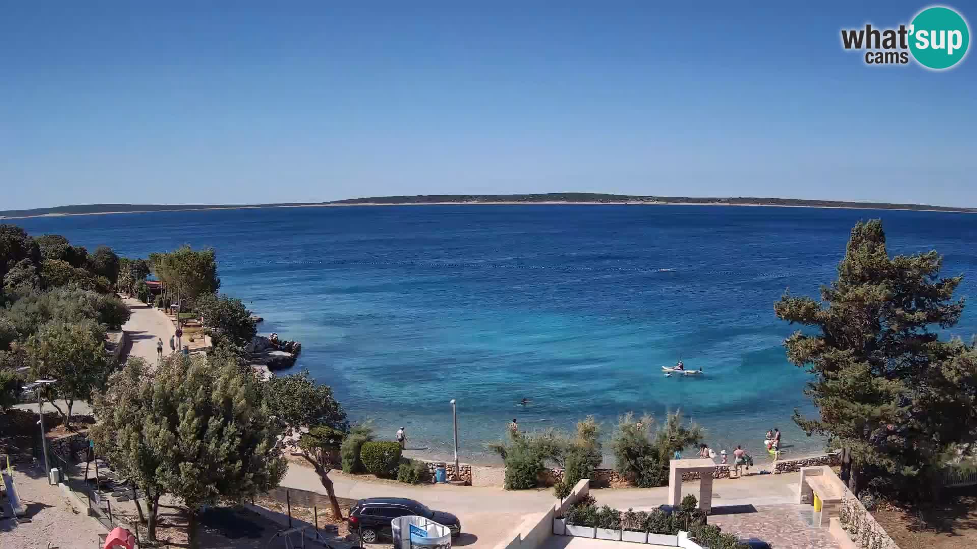 Spletna kamera Plaža Male Mandre – Pogled v živo z otoka Pag