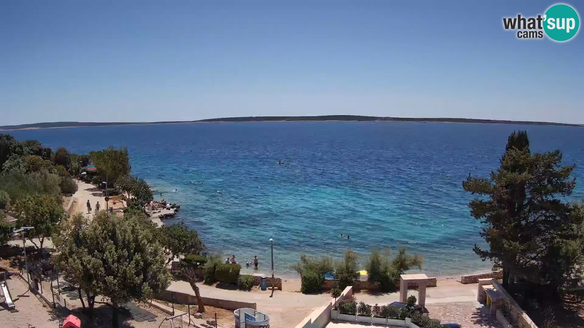 Spletna kamera Plaža Male Mandre – Pogled v živo z otoka Pag