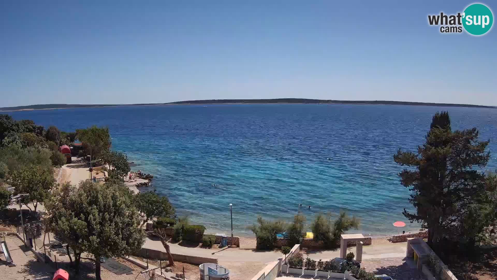 Web kamera Plaža Male Mandre – Pogled uživo s otoka Paga