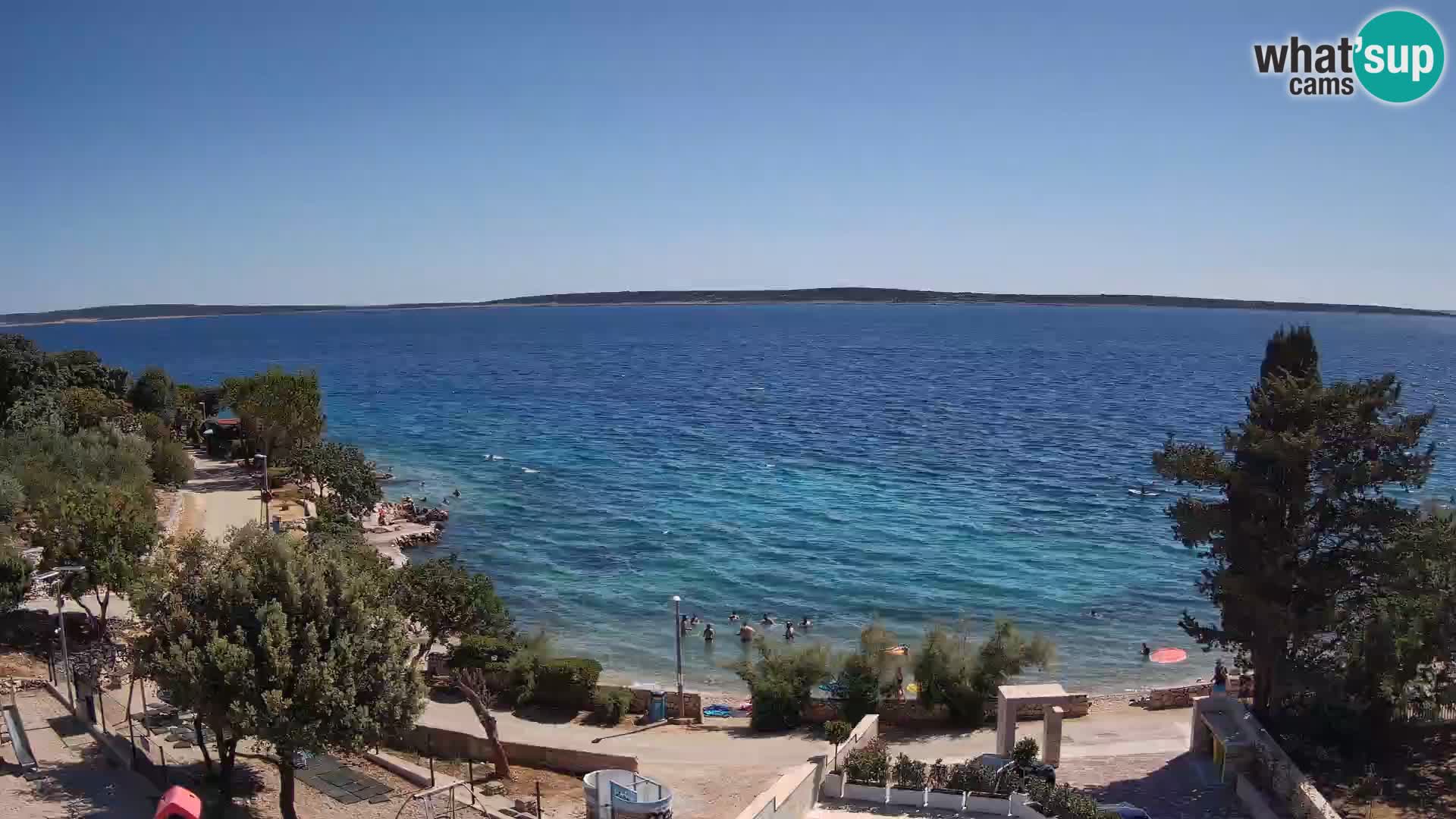 Spletna kamera Plaža Male Mandre – Pogled v živo z otoka Pag