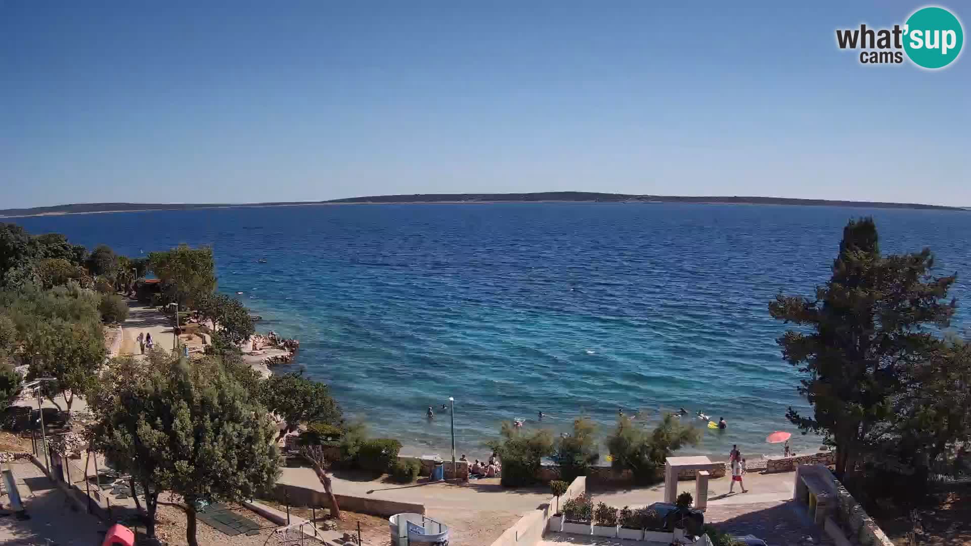 Spletna kamera Plaža Male Mandre – Pogled v živo z otoka Pag