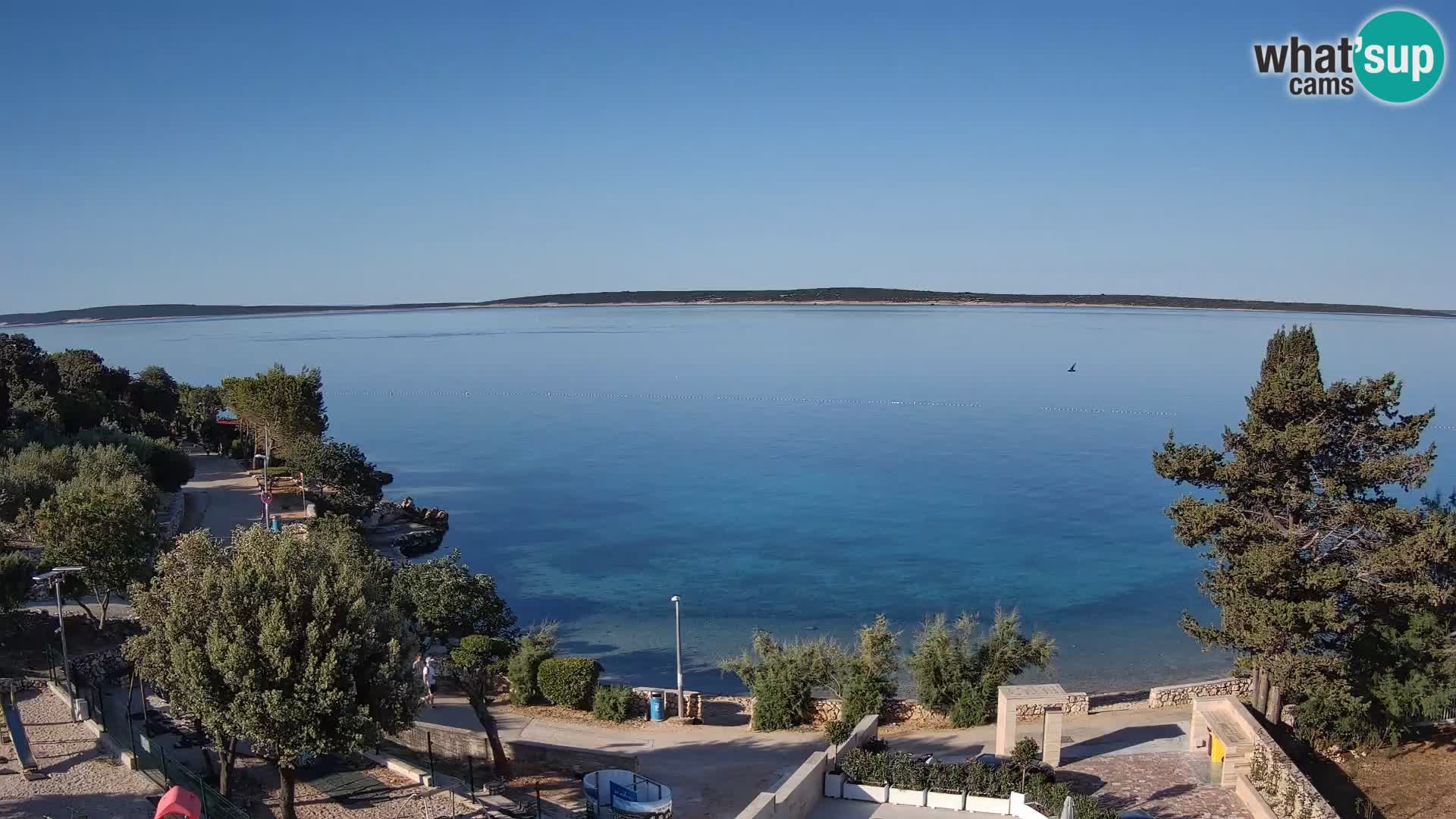 Web kamera Plaža Male Mandre – Pogled uživo s otoka Paga