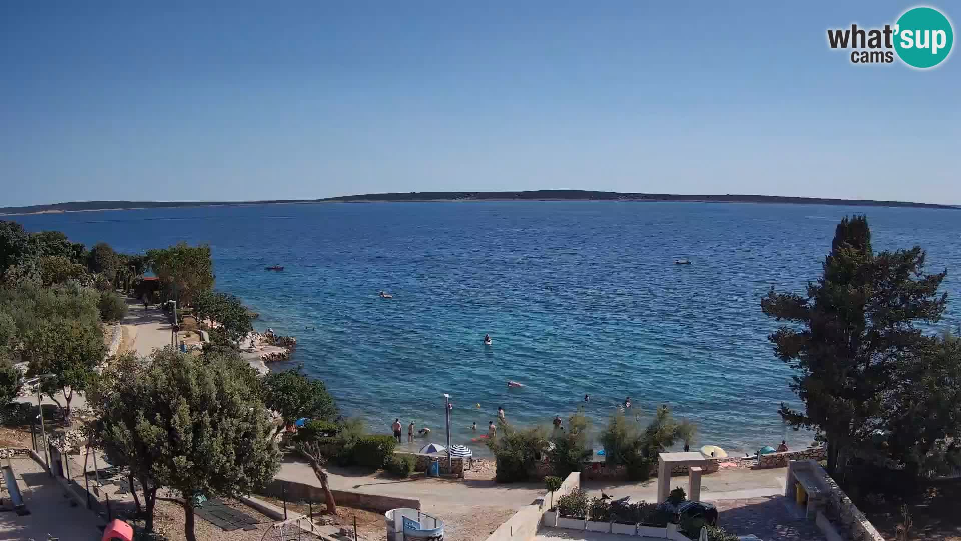 Spletna kamera Plaža Male Mandre – Pogled v živo z otoka Pag
