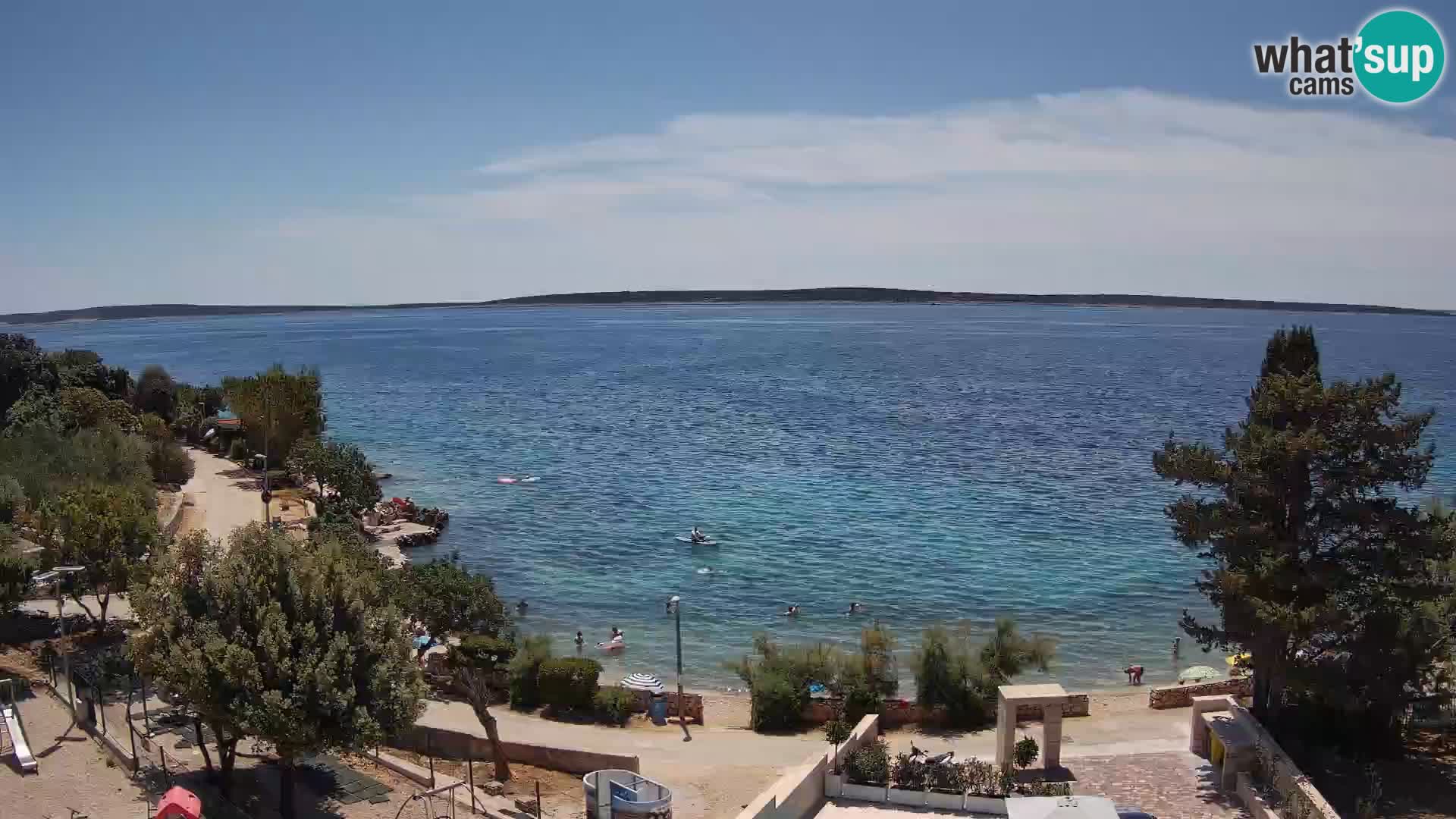 Web kamera Plaža Male Mandre – Pogled uživo s otoka Paga