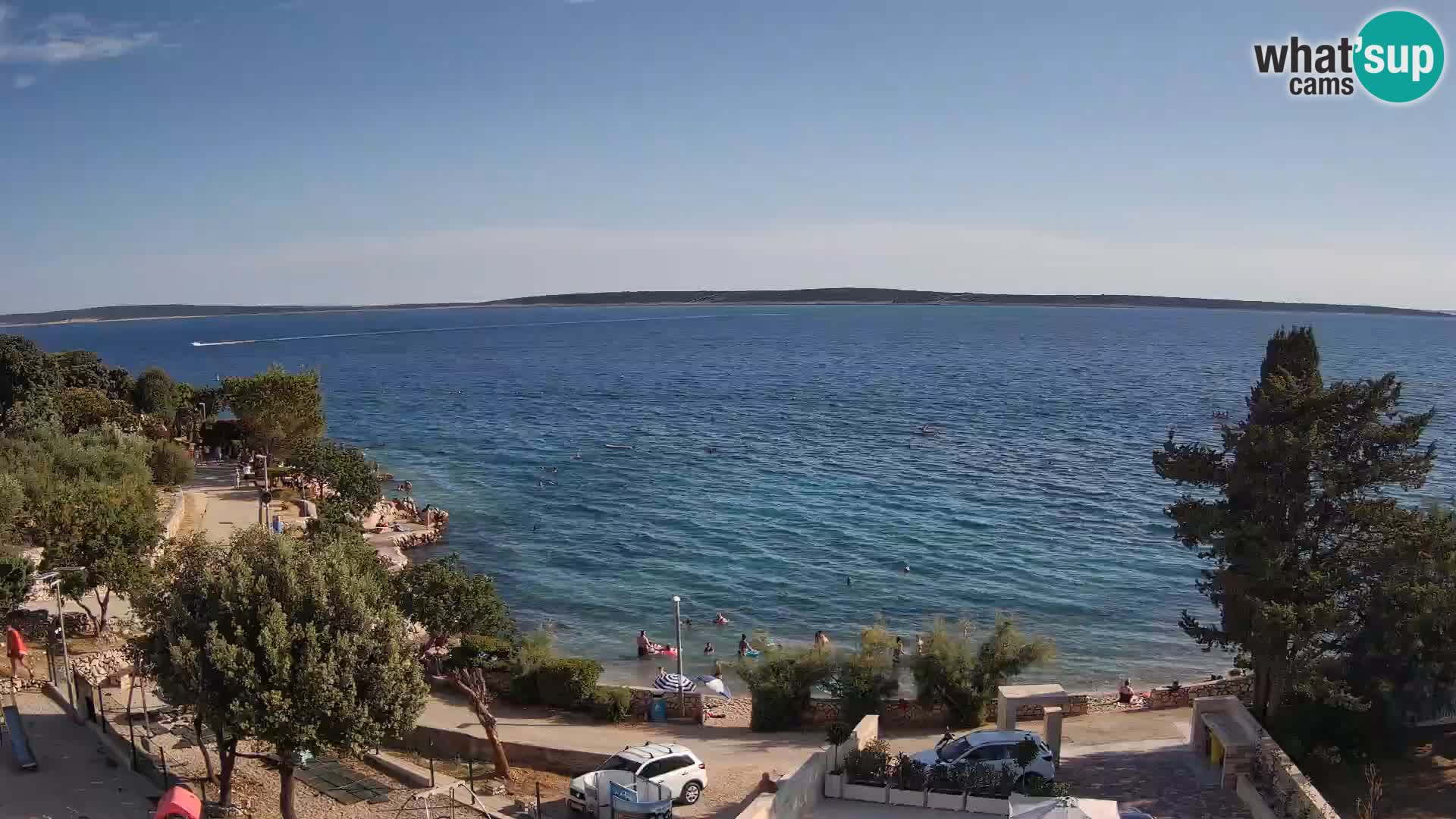 Spletna kamera Plaža Male Mandre – Pogled v živo z otoka Pag