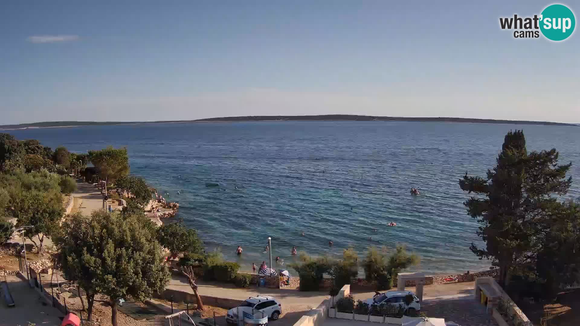 Spletna kamera Plaža Male Mandre – Pogled v živo z otoka Pag
