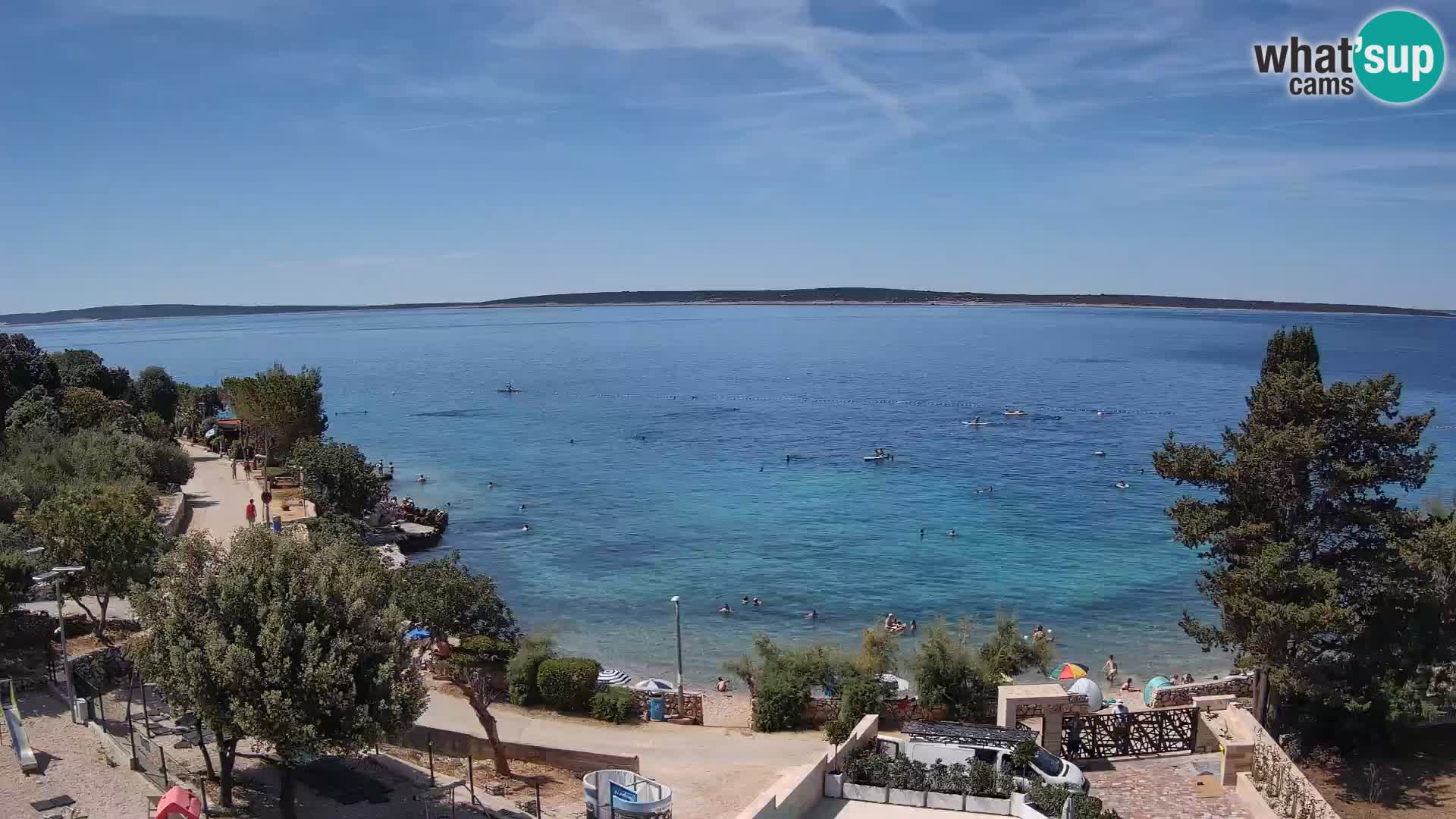Spletna kamera Plaža Male Mandre – Pogled v živo z otoka Pag