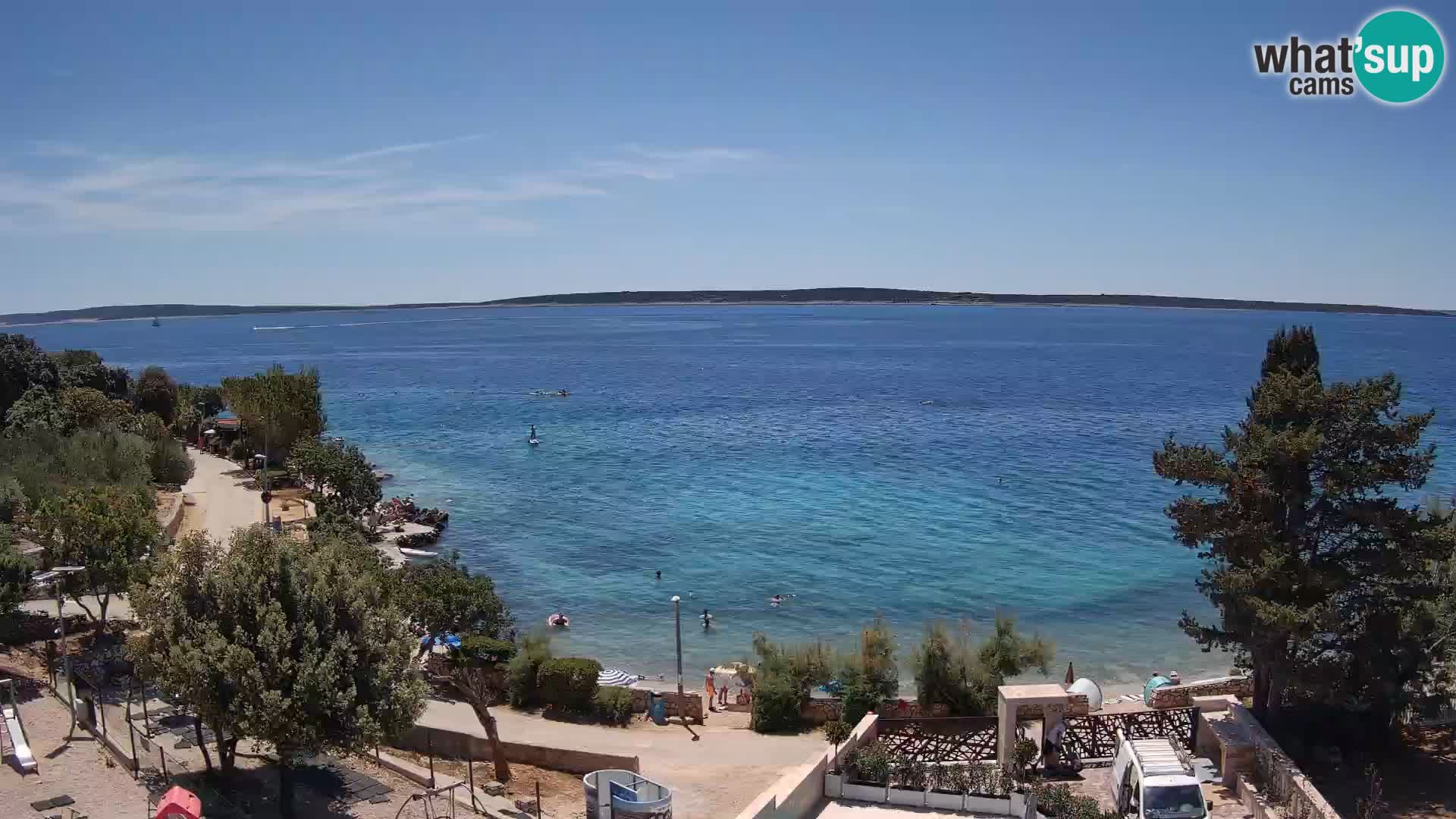 Spletna kamera Plaža Male Mandre – Pogled v živo z otoka Pag