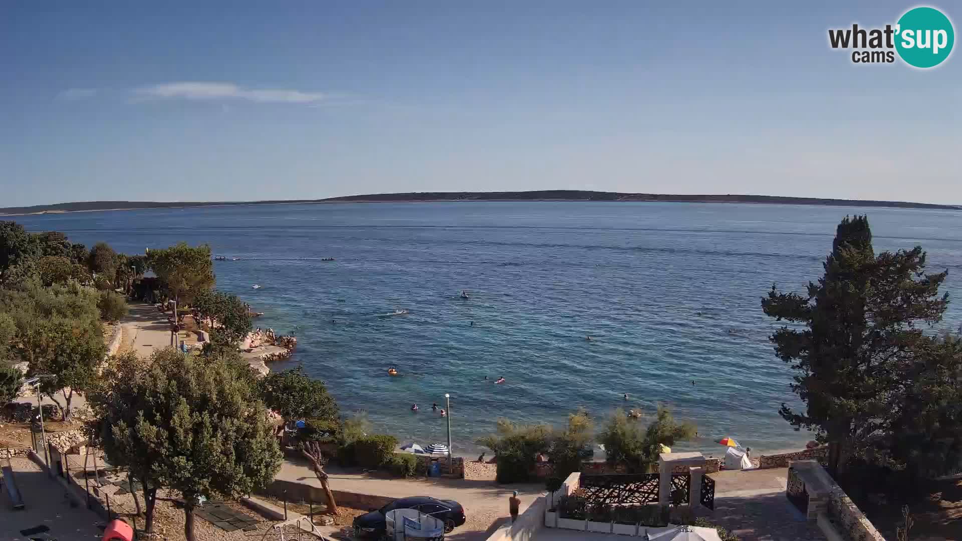 Spletna kamera Plaža Male Mandre – Pogled v živo z otoka Pag