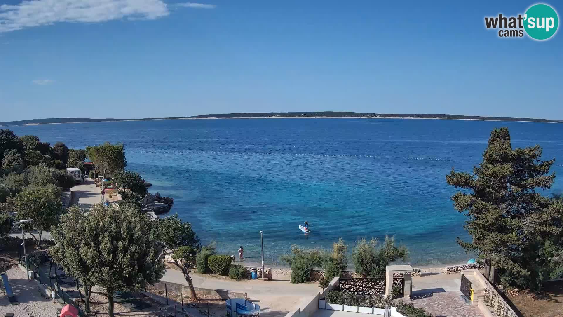 Spletna kamera Plaža Male Mandre – Pogled v živo z otoka Pag