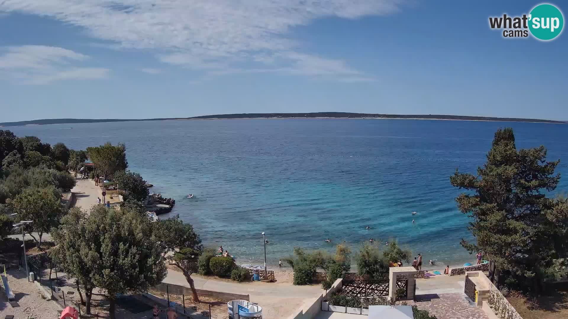 Spletna kamera Plaža Male Mandre – Pogled v živo z otoka Pag