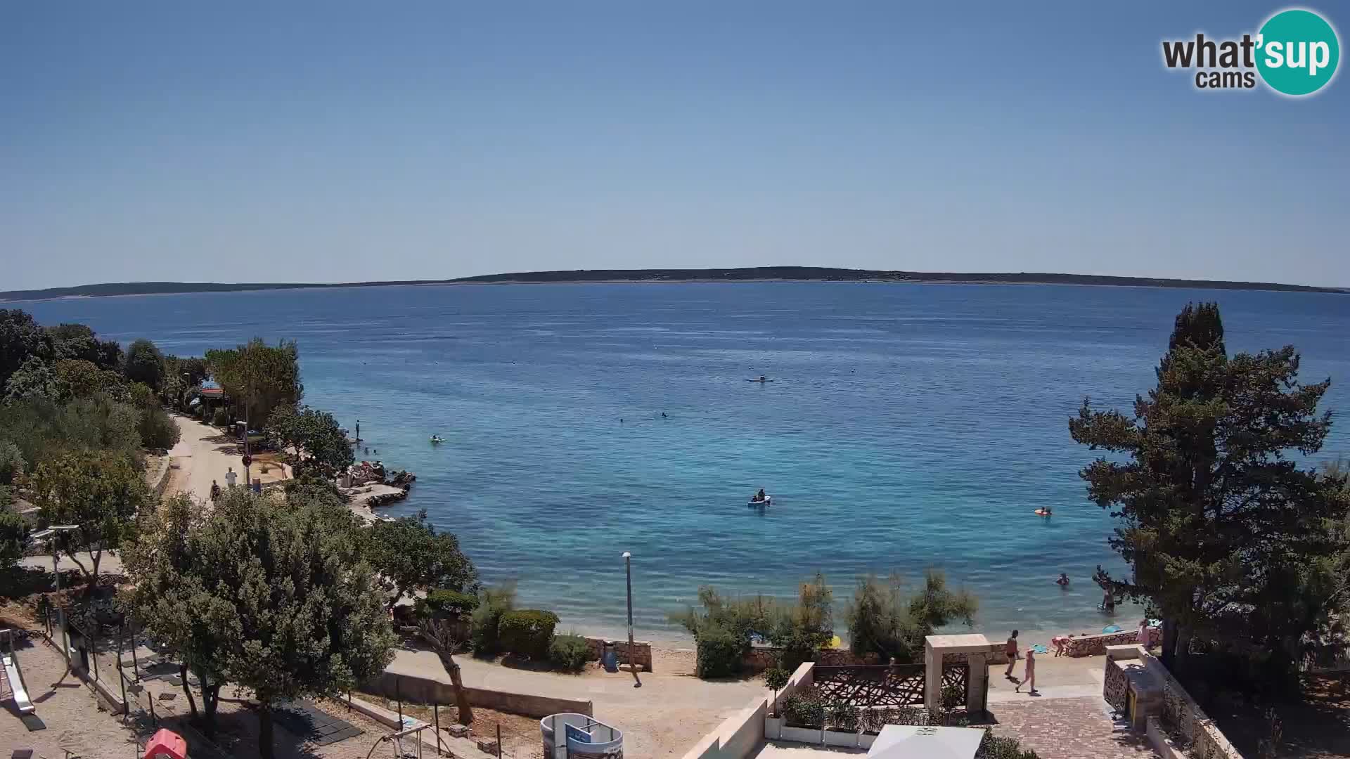 Spletna kamera Plaža Male Mandre – Pogled v živo z otoka Pag