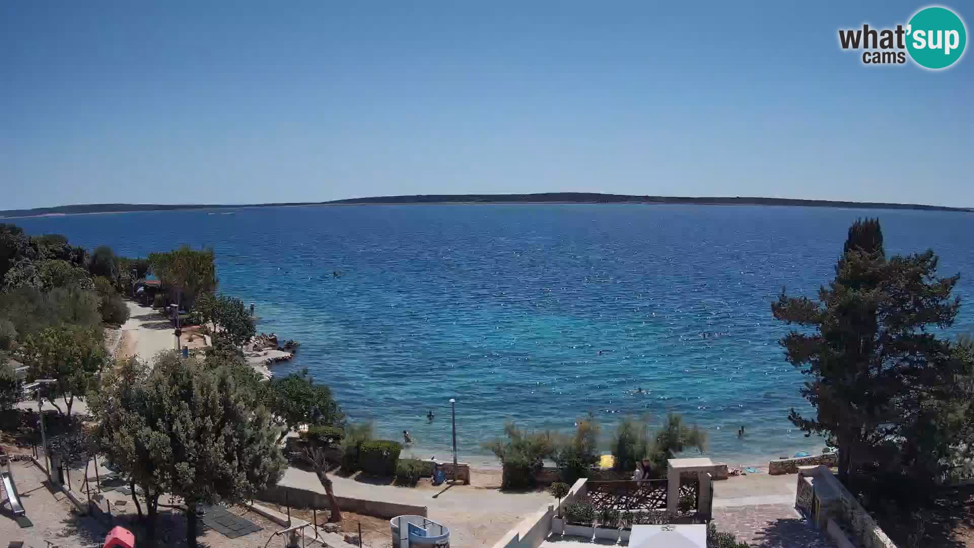 Spletna kamera Plaža Male Mandre – Pogled v živo z otoka Pag