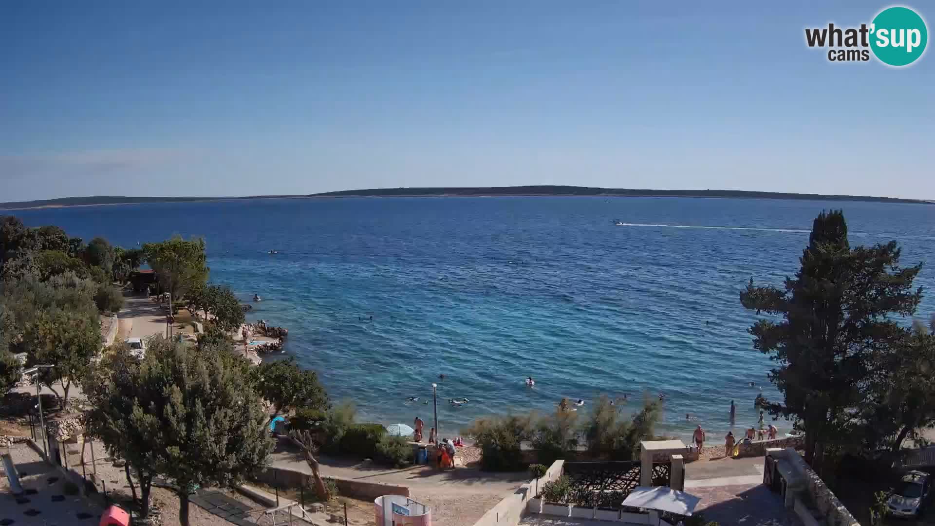 Spletna kamera Plaža Male Mandre – Pogled v živo z otoka Pag