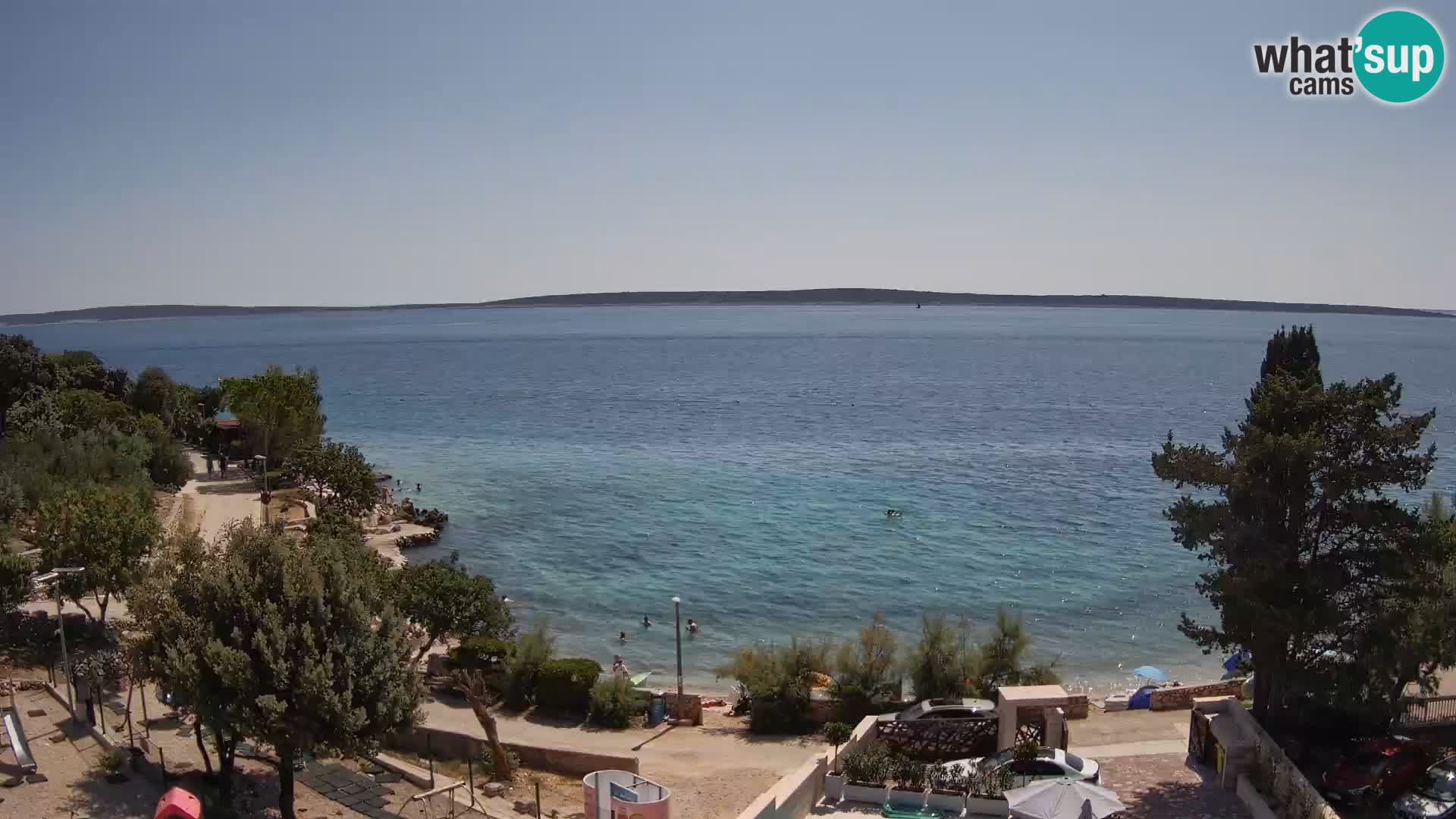 Spletna kamera Plaža Male Mandre – Pogled v živo z otoka Pag