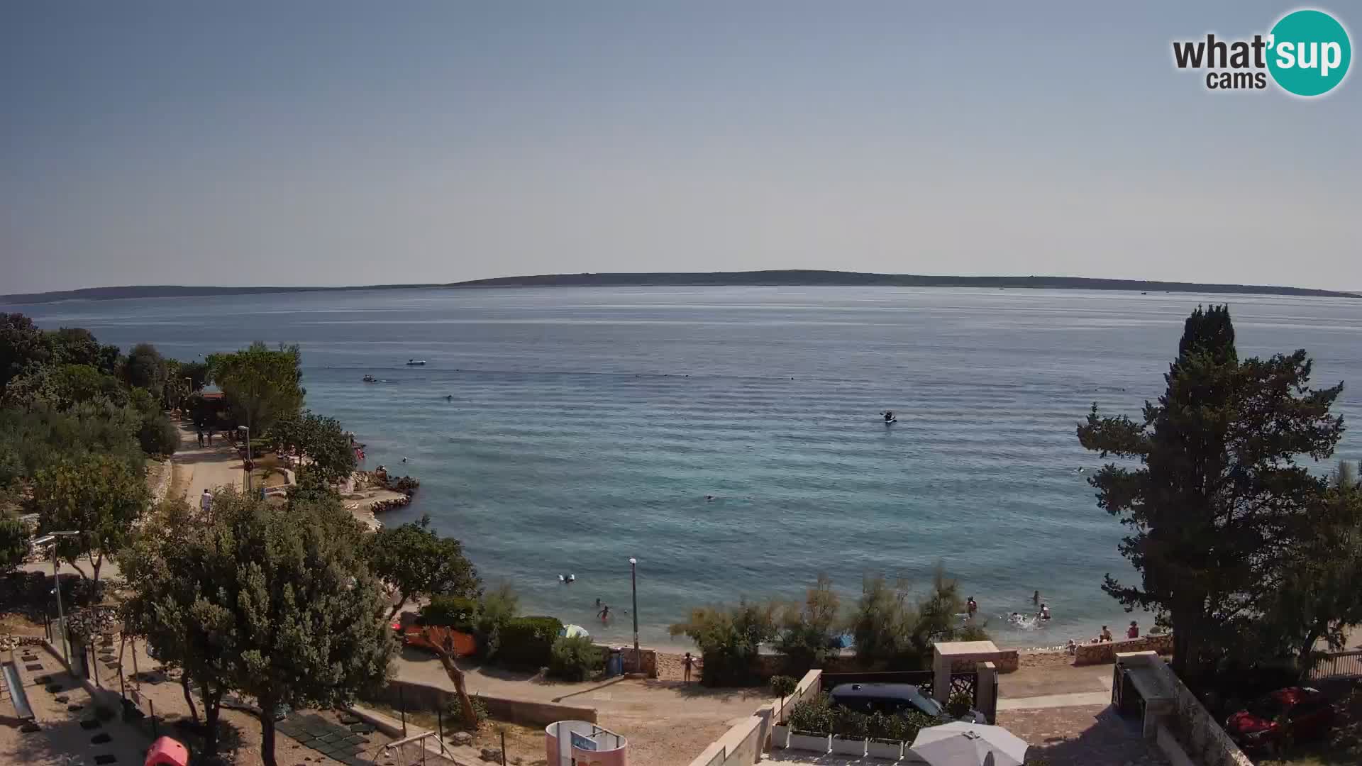 Spletna kamera Plaža Male Mandre – Pogled v živo z otoka Pag