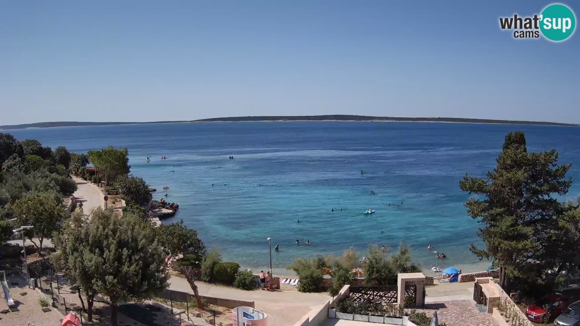 Spletna kamera Plaža Male Mandre – Pogled v živo z otoka Pag