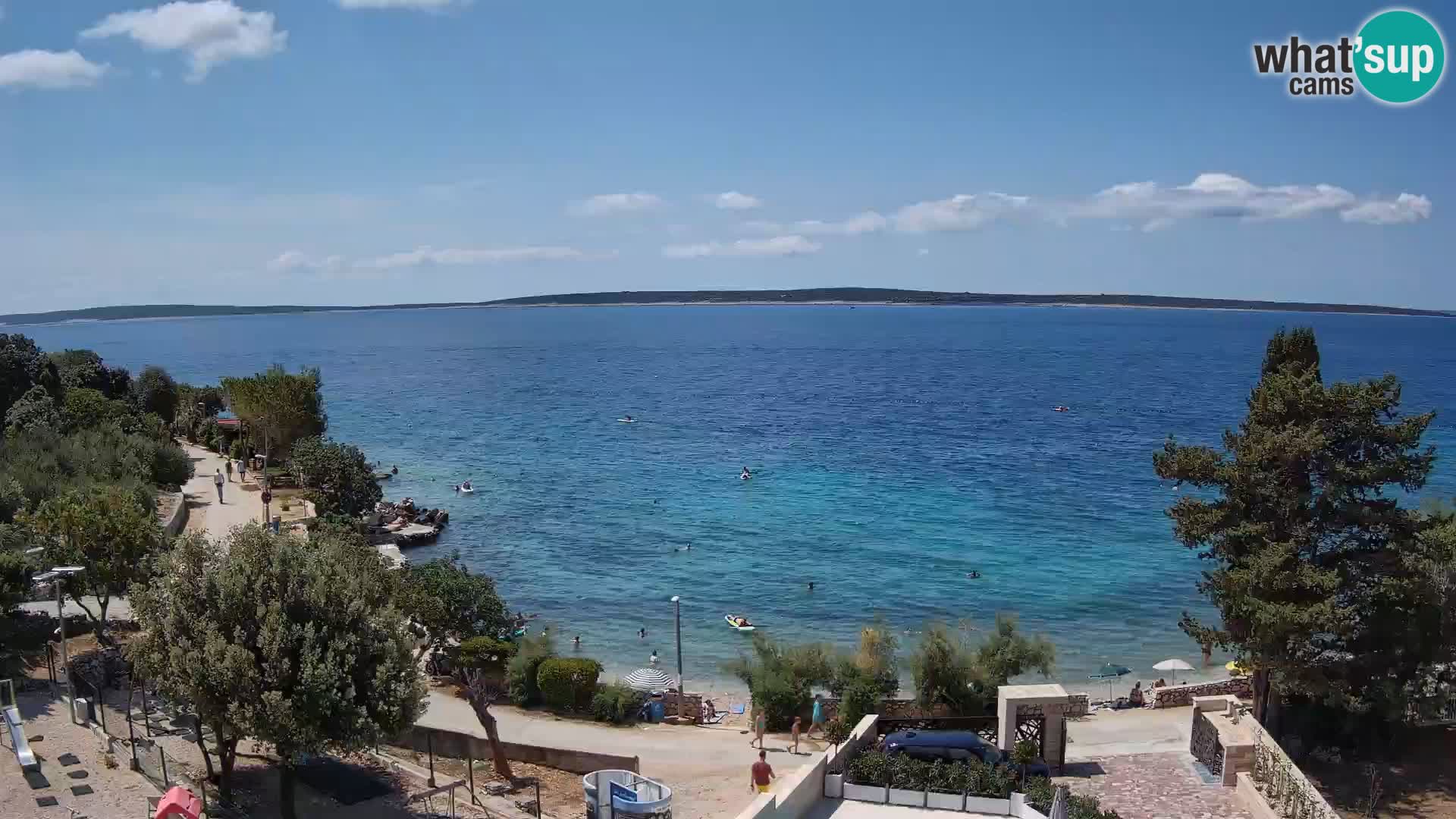 Spletna kamera Plaža Male Mandre – Pogled v živo z otoka Pag