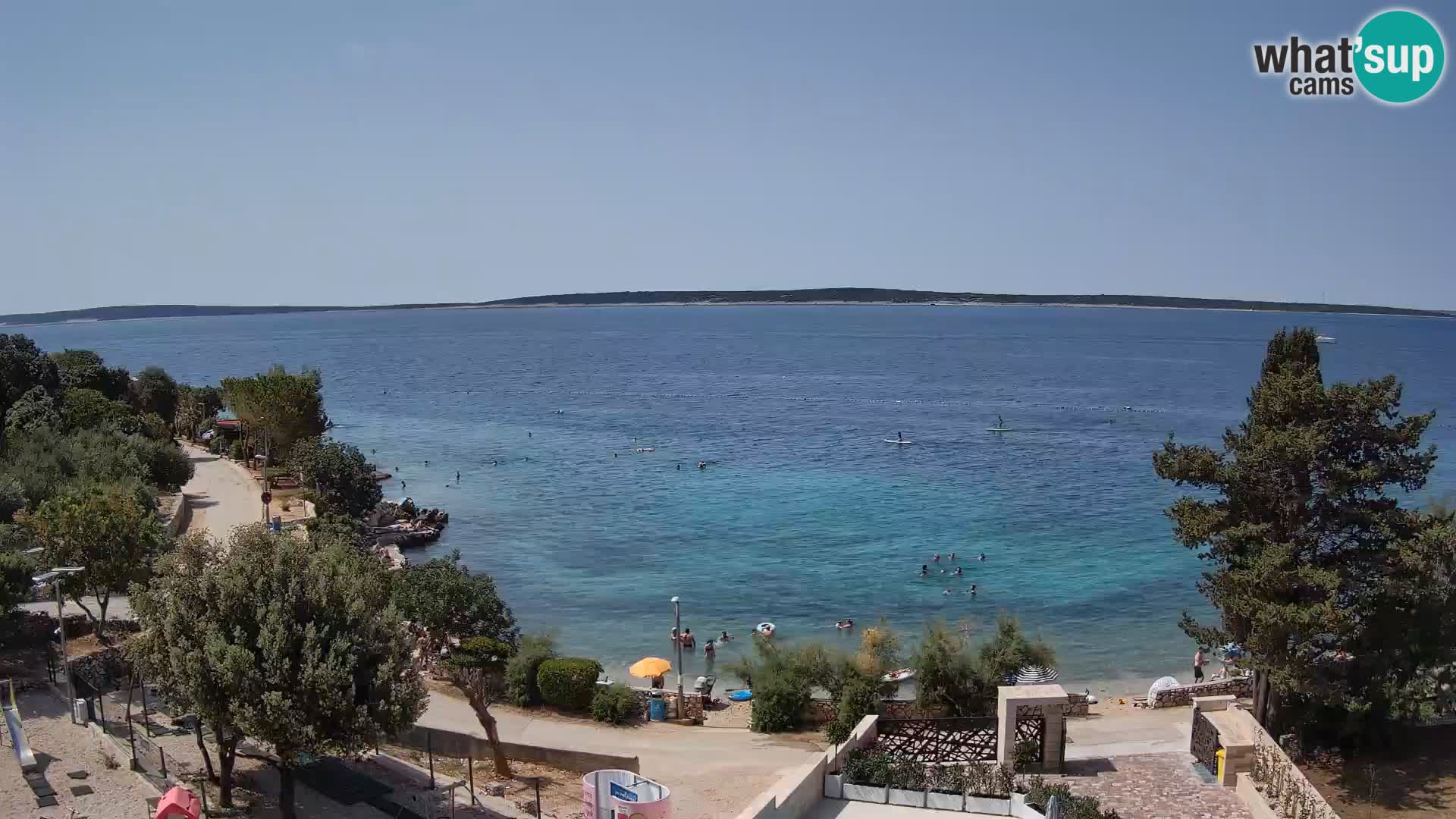 Web kamera Plaža Male Mandre – Pogled uživo s otoka Paga