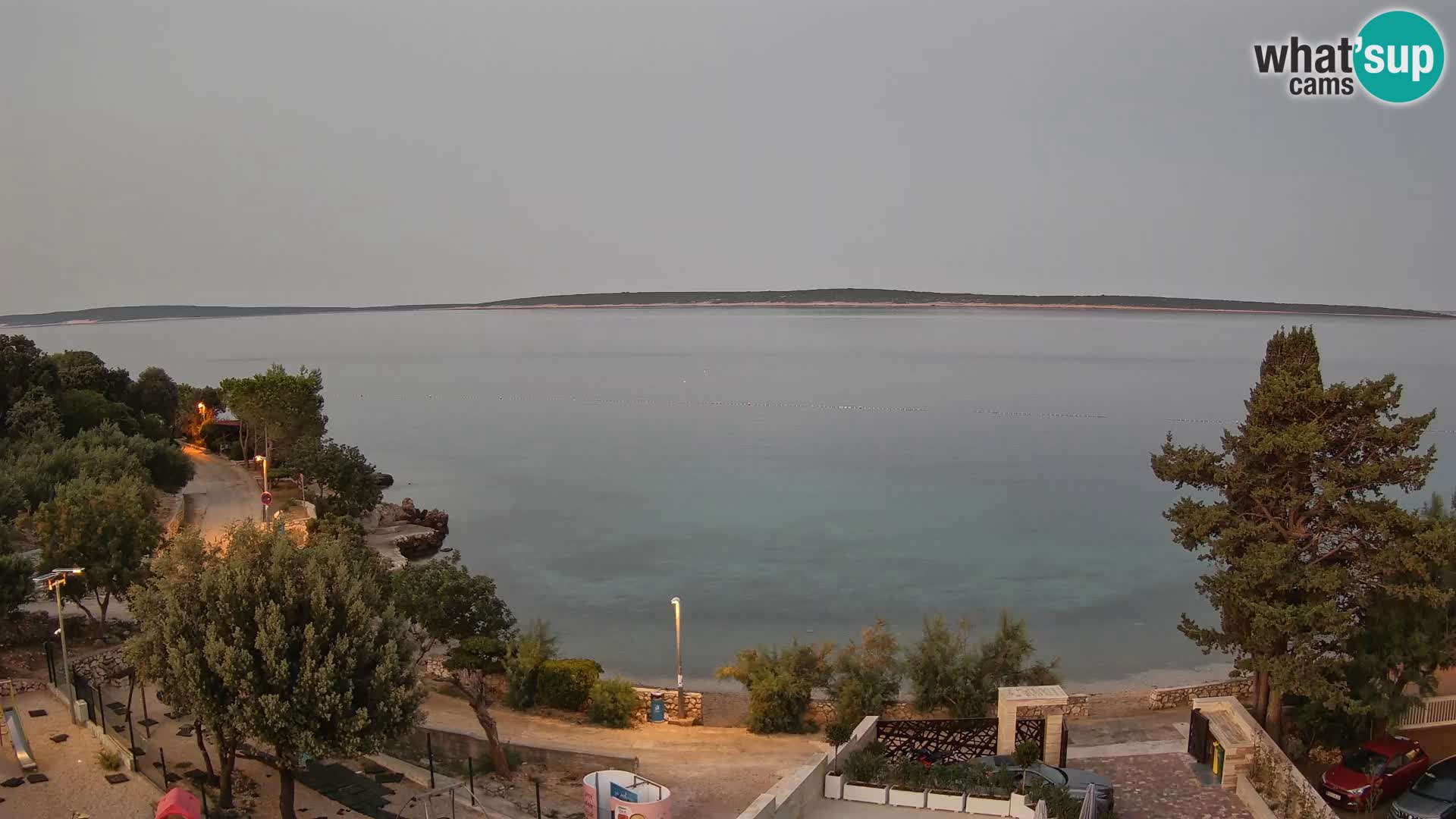 Web kamera Plaža Male Mandre – Pogled uživo s otoka Paga