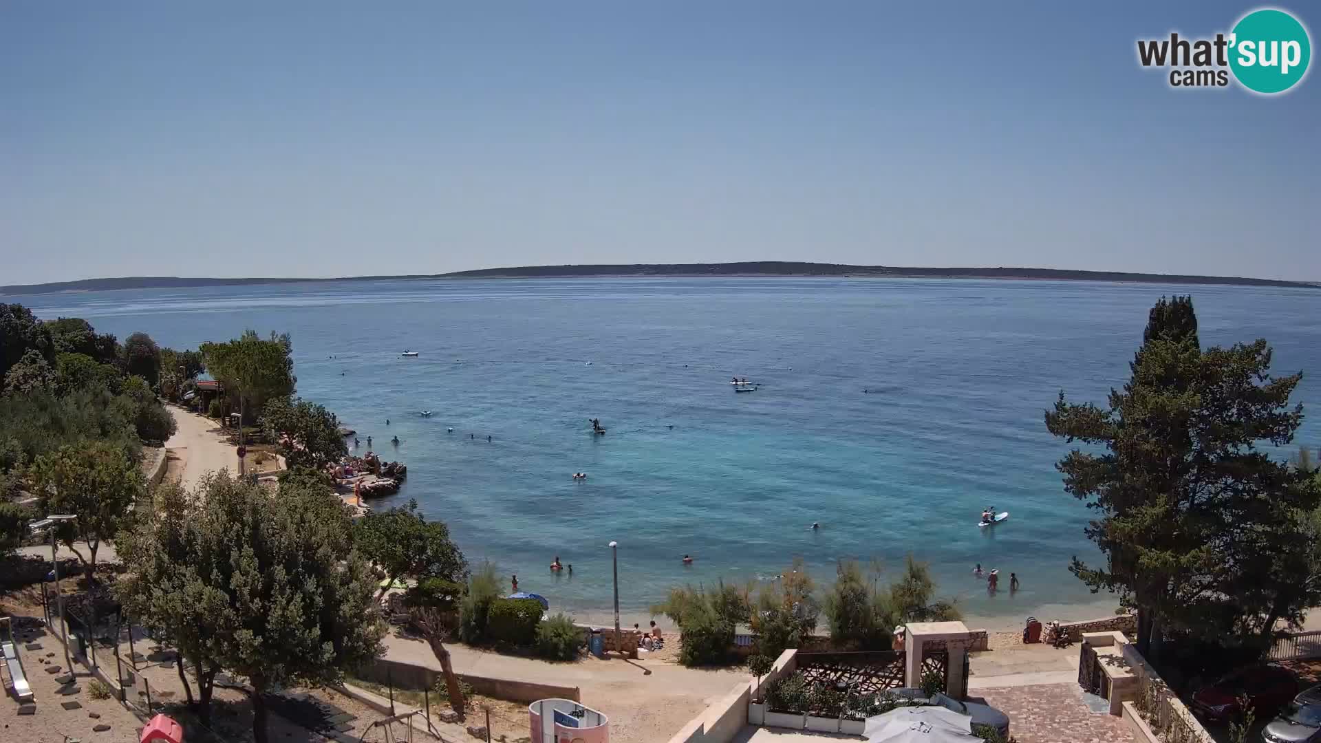 Web kamera Plaža Male Mandre – Pogled uživo s otoka Paga