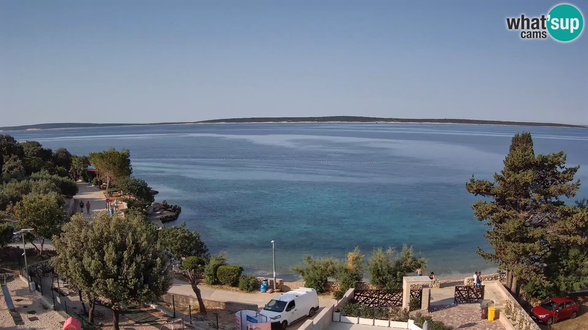 Spletna kamera Plaža Male Mandre – Pogled v živo z otoka Pag
