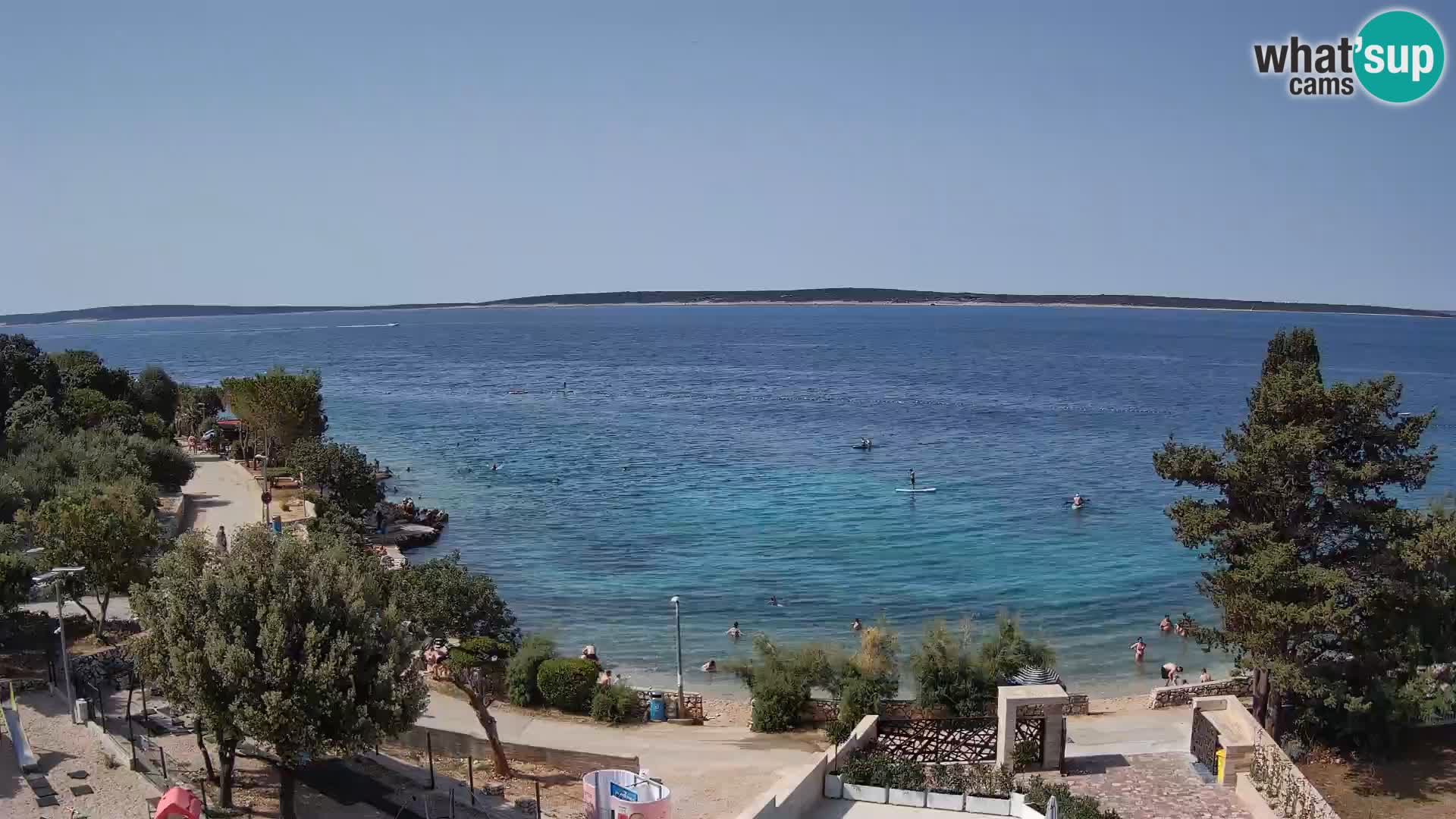 Spletna kamera Plaža Male Mandre – Pogled v živo z otoka Pag
