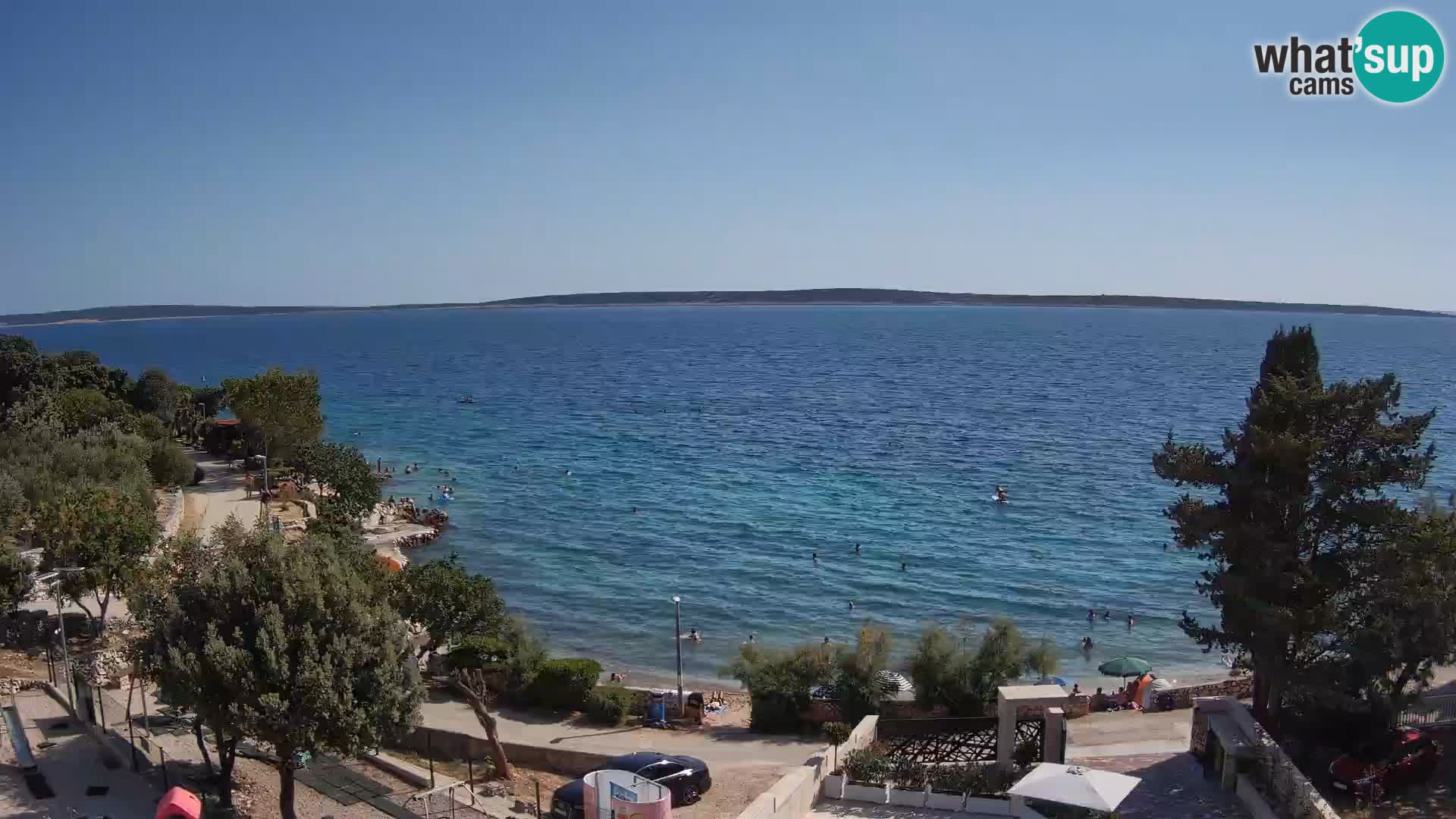 Web kamera Plaža Male Mandre – Pogled uživo s otoka Paga