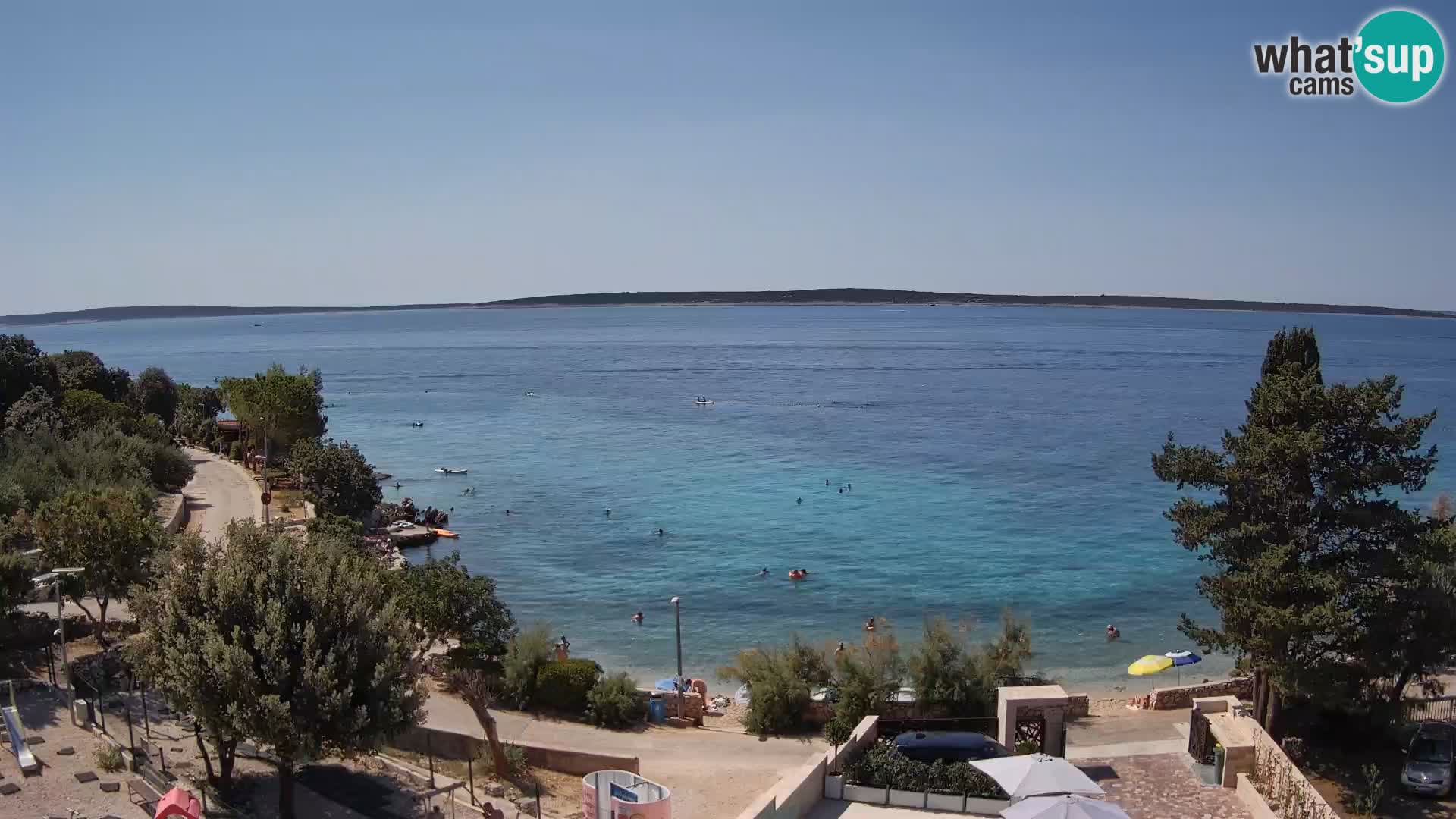 Web kamera Plaža Male Mandre – Pogled uživo s otoka Paga