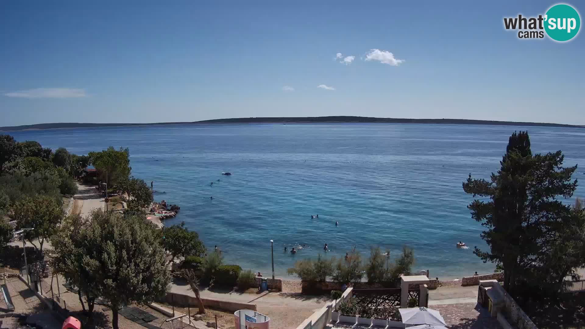 Spletna kamera Plaža Male Mandre – Pogled v živo z otoka Pag