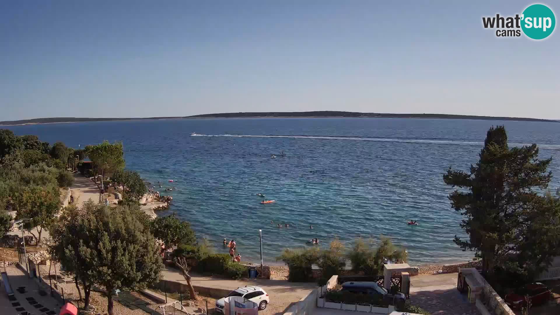 Spletna kamera Plaža Male Mandre – Pogled v živo z otoka Pag