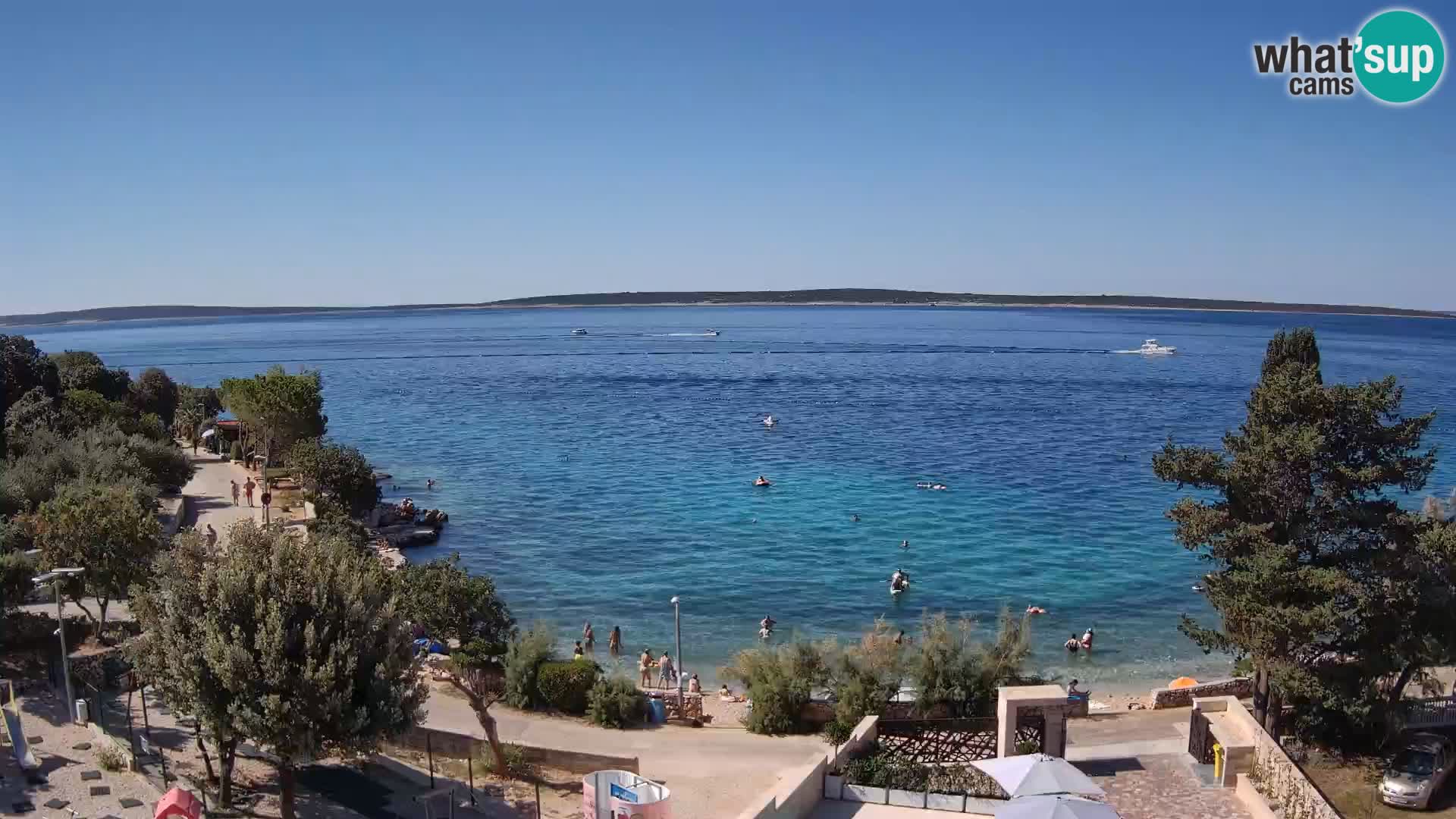Web kamera Plaža Male Mandre – Pogled uživo s otoka Paga