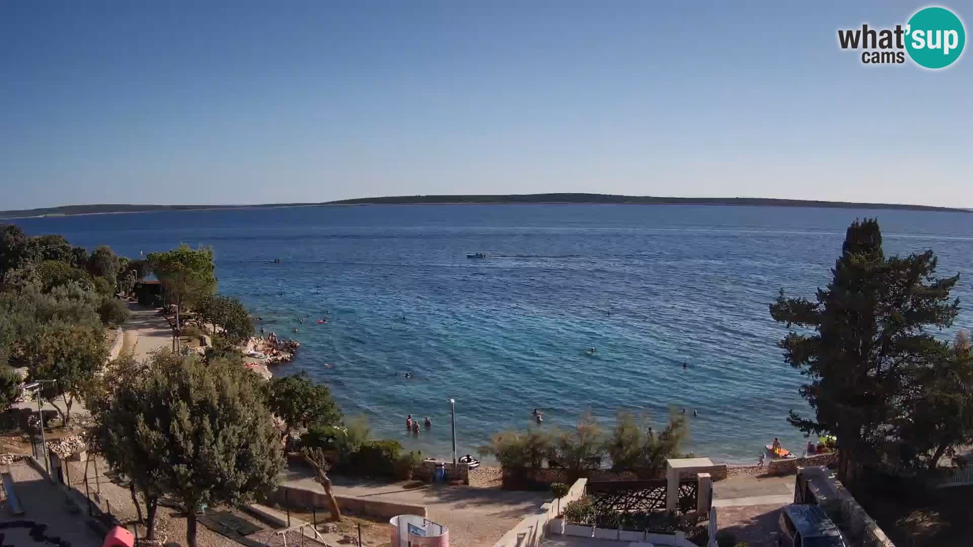 Spletna kamera Plaža Male Mandre – Pogled v živo z otoka Pag