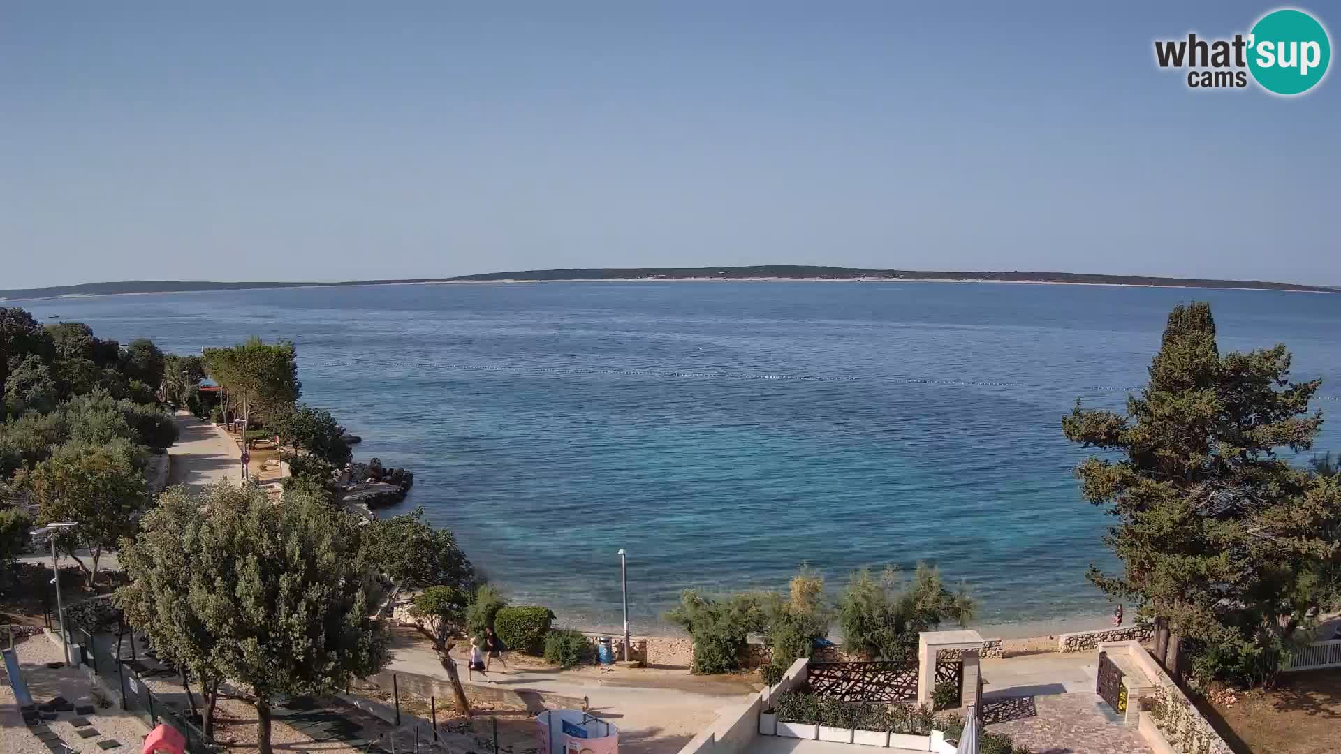 Web kamera Plaža Male Mandre – Pogled uživo s otoka Paga