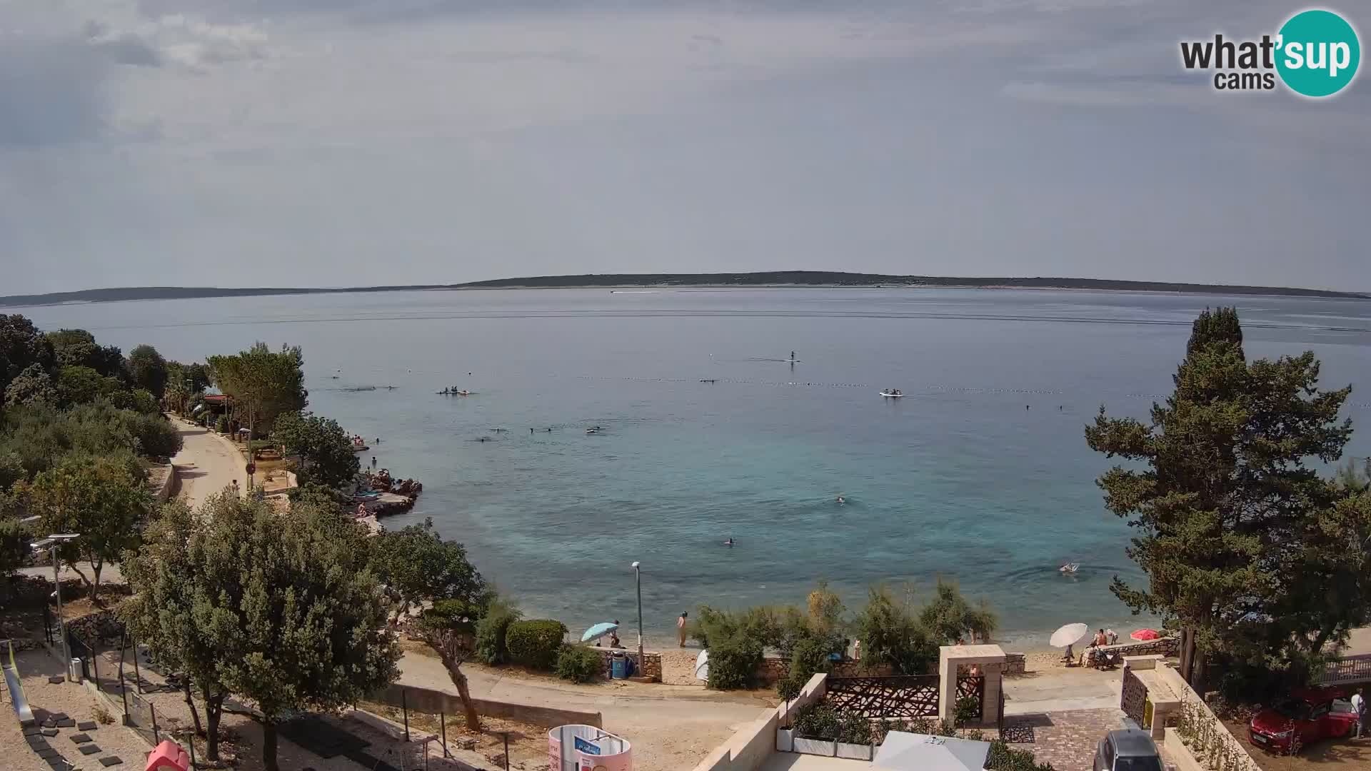 Spletna kamera Plaža Male Mandre – Pogled v živo z otoka Pag